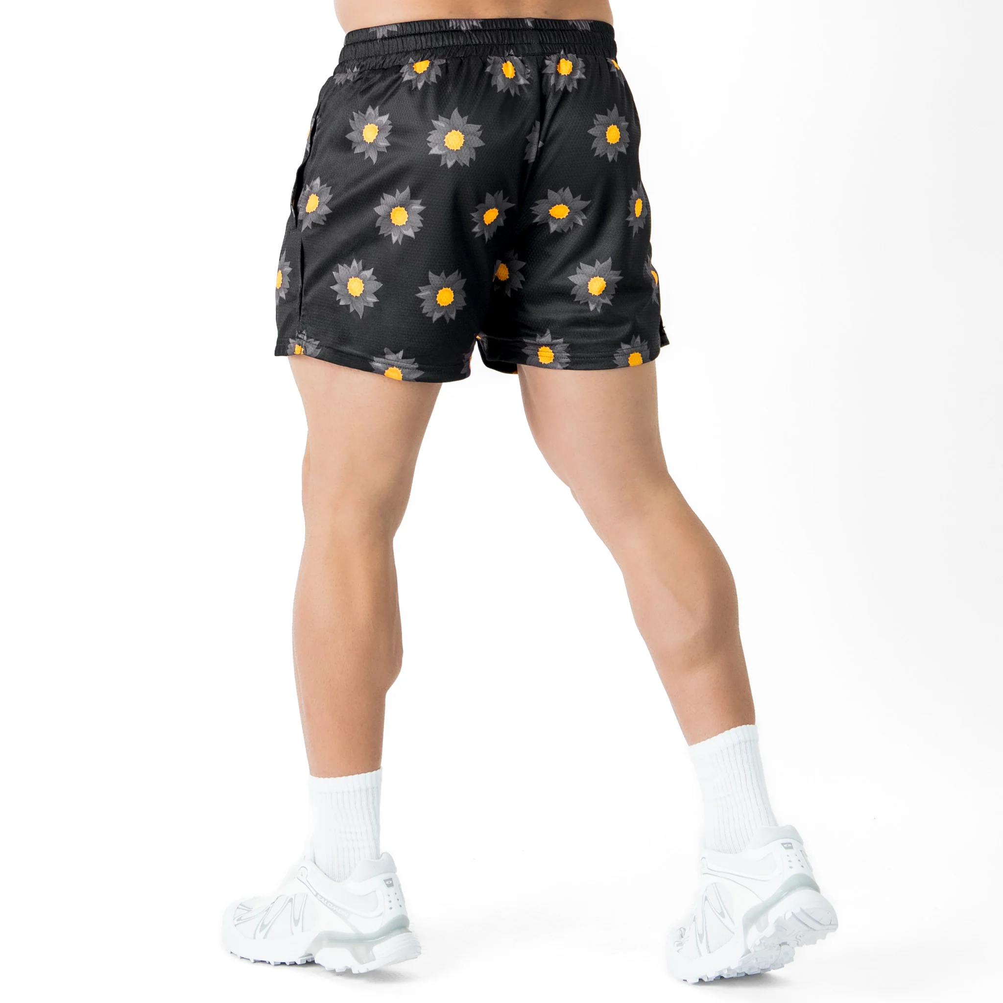 MUAY THAI SHORTS (MID THIGH CUT) SUNFLOWER - BLACKOUT - Image 4