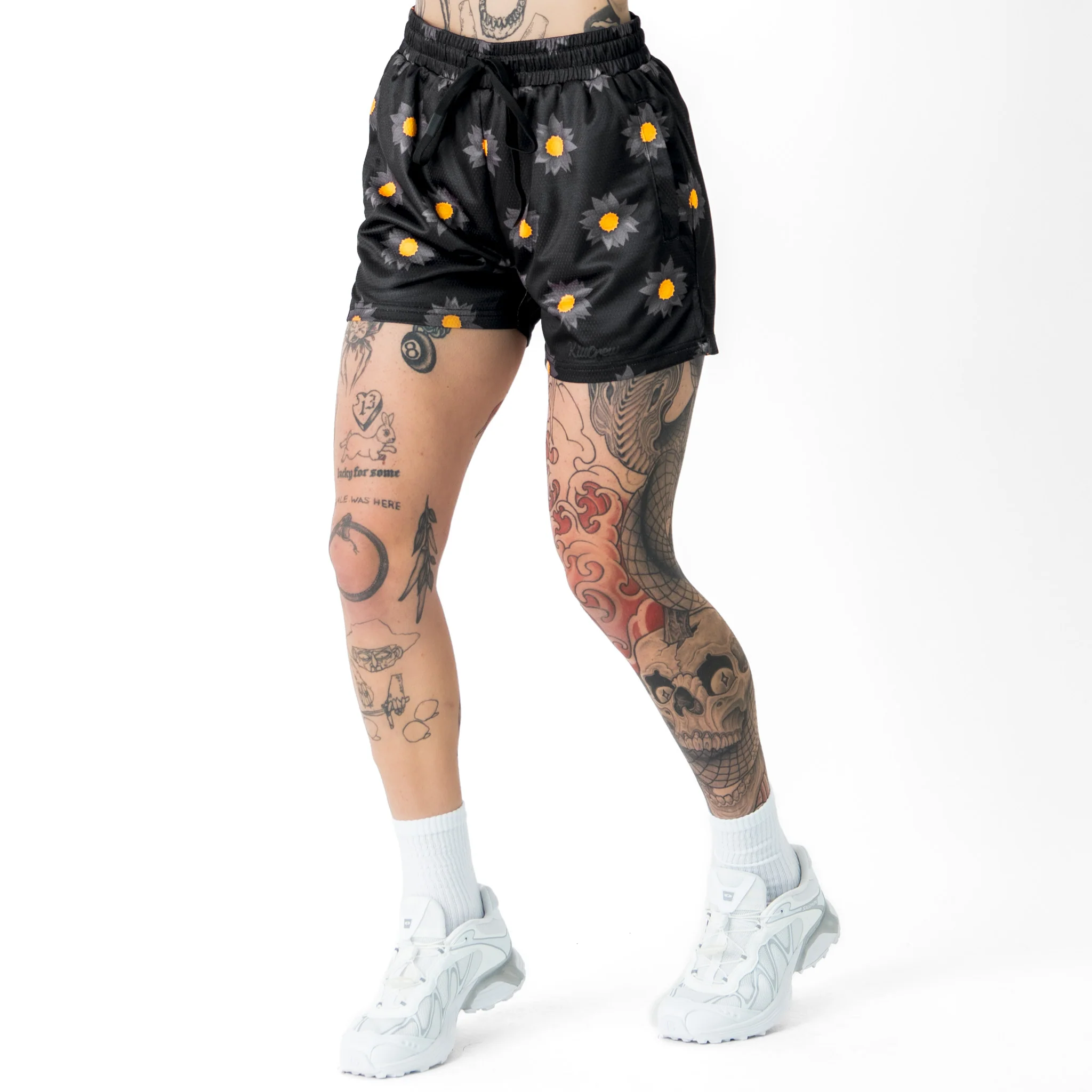 MUAY THAI SHORTS (MID THIGH CUT) SUNFLOWER - BLACKOUT - Image 5