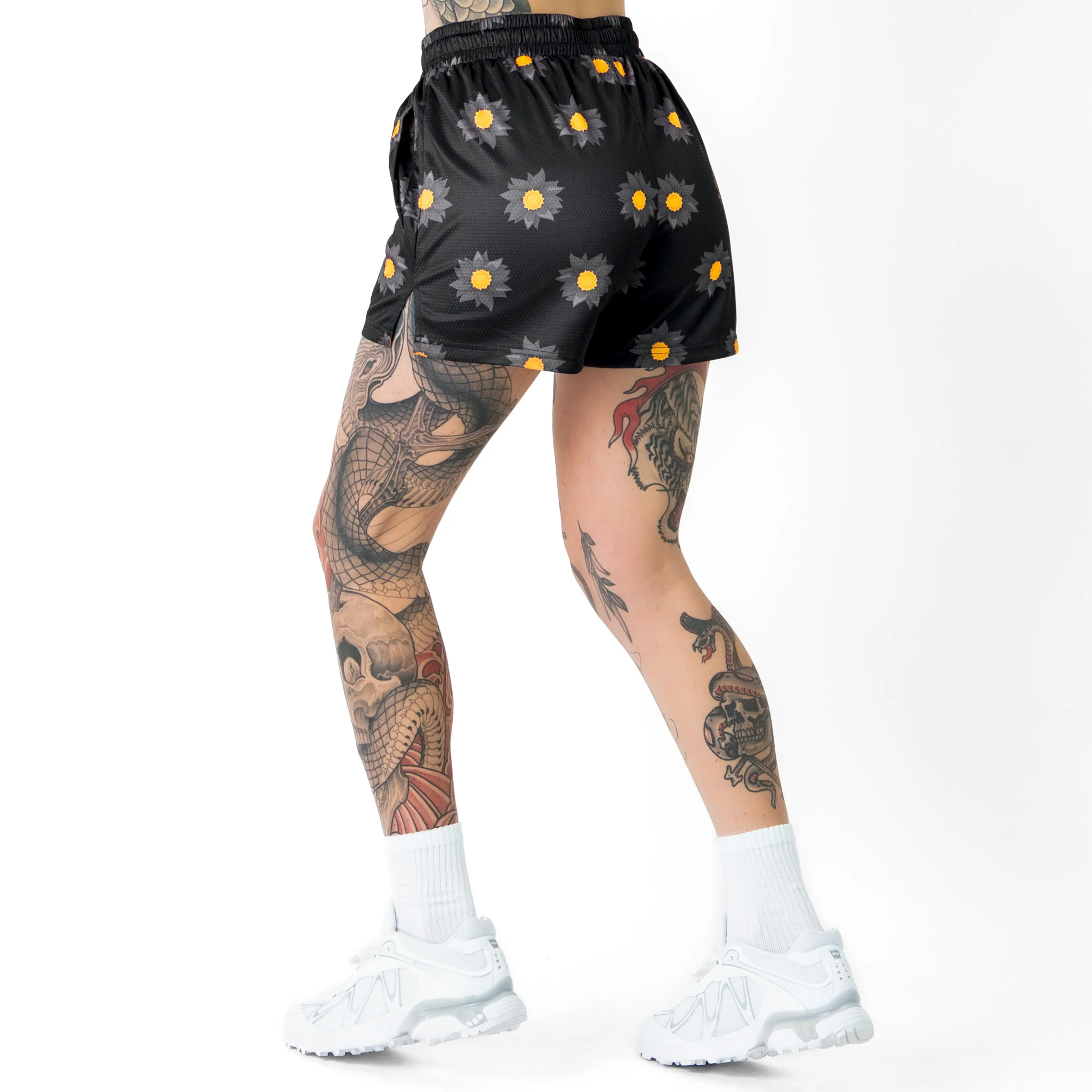 MUAY THAI SHORTS (MID THIGH CUT) SUNFLOWER - BLACKOUT - Image 6