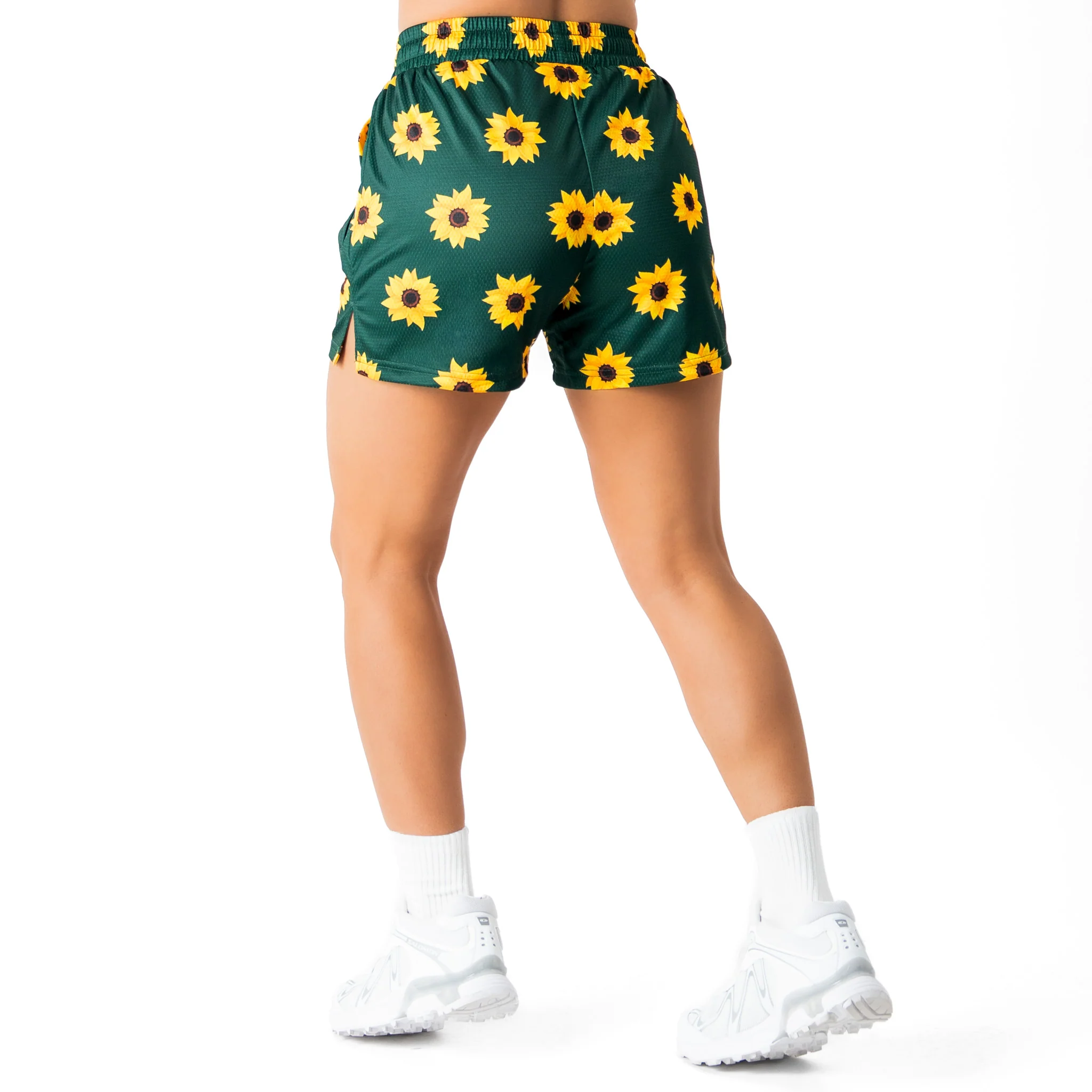 MUAY THAI SHORTS (MID THIGH CUT) SUNFLOWER - GREEN - Image 6