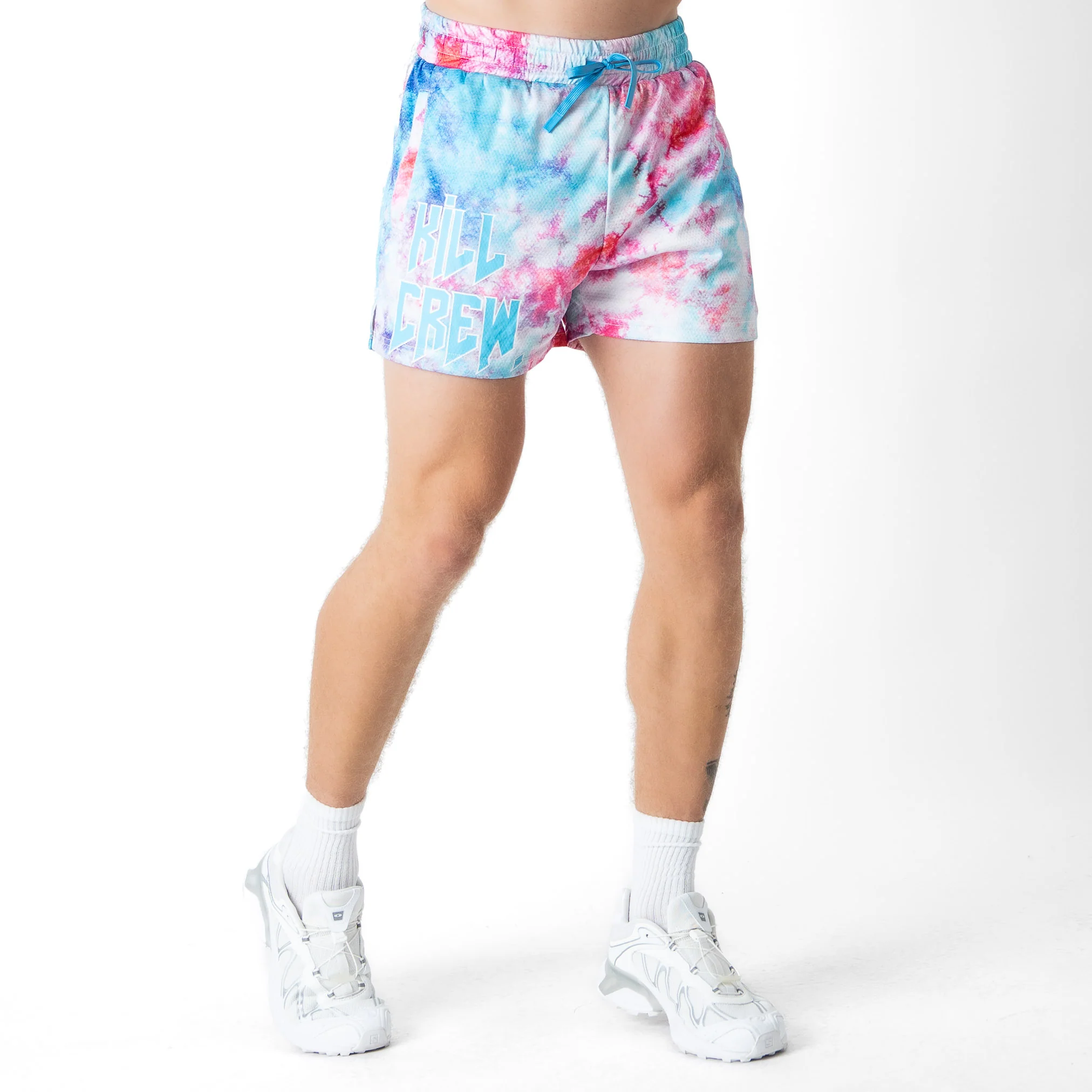 MUAY THAI SHORTS (MID THIGH CUT) TIE DYE - COTTON CANDY - Image 3