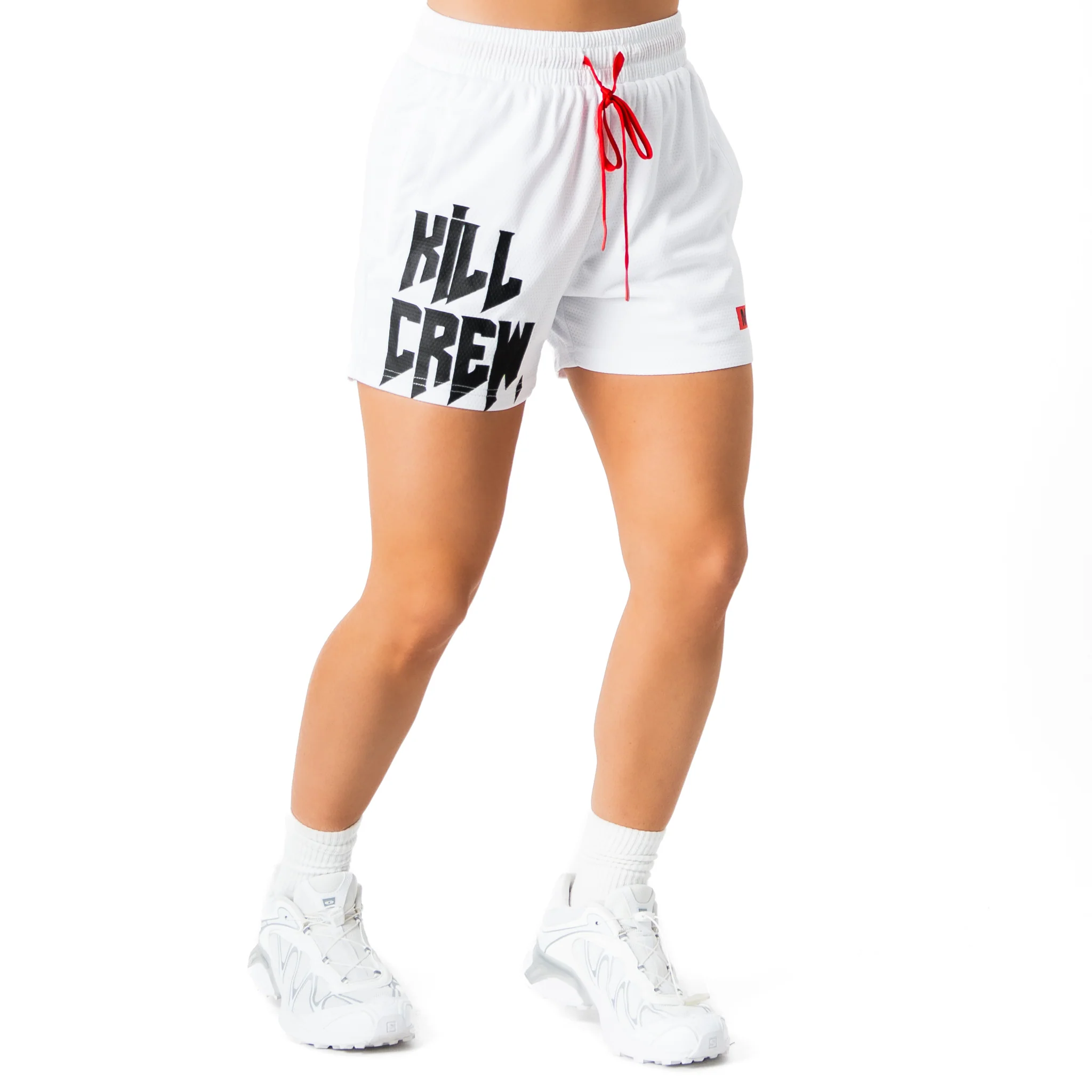 MUAY THAI SHORTS (MID THIGH CUT) - WHITE - Image 5