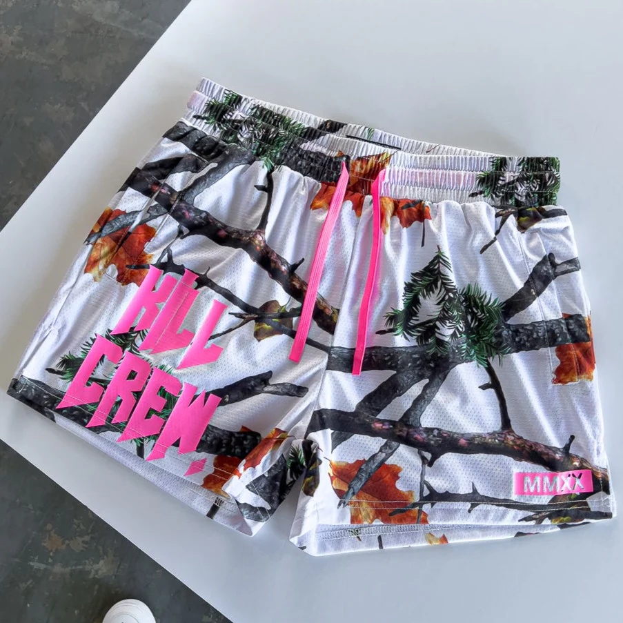 MUAY THAI SHORTS (MID THIGH CUT) - WHITE CAMO - Image 2