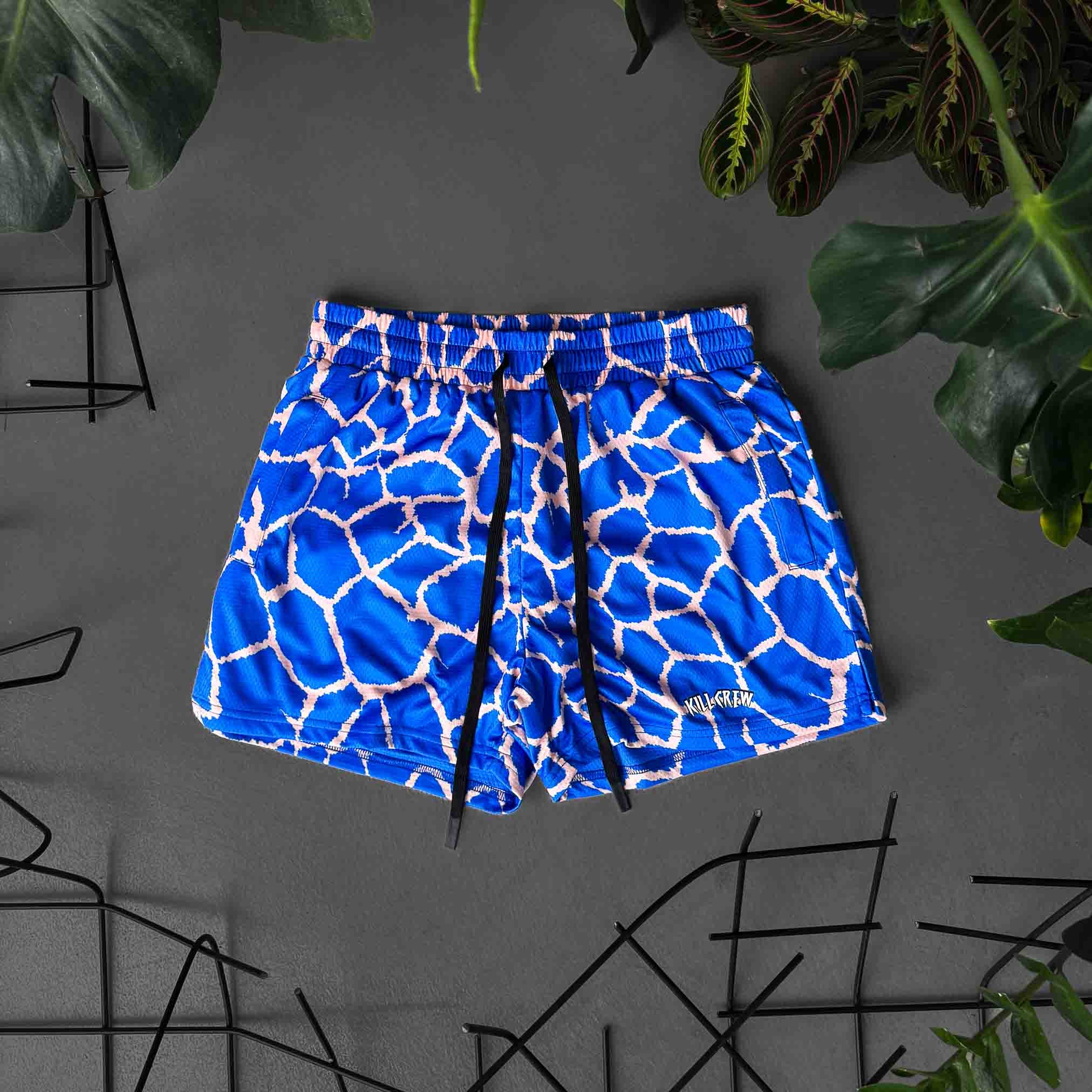 MUAY THAI SHORTS (MID THIGH CUT) - BLUE GIRAFFE - Image 7