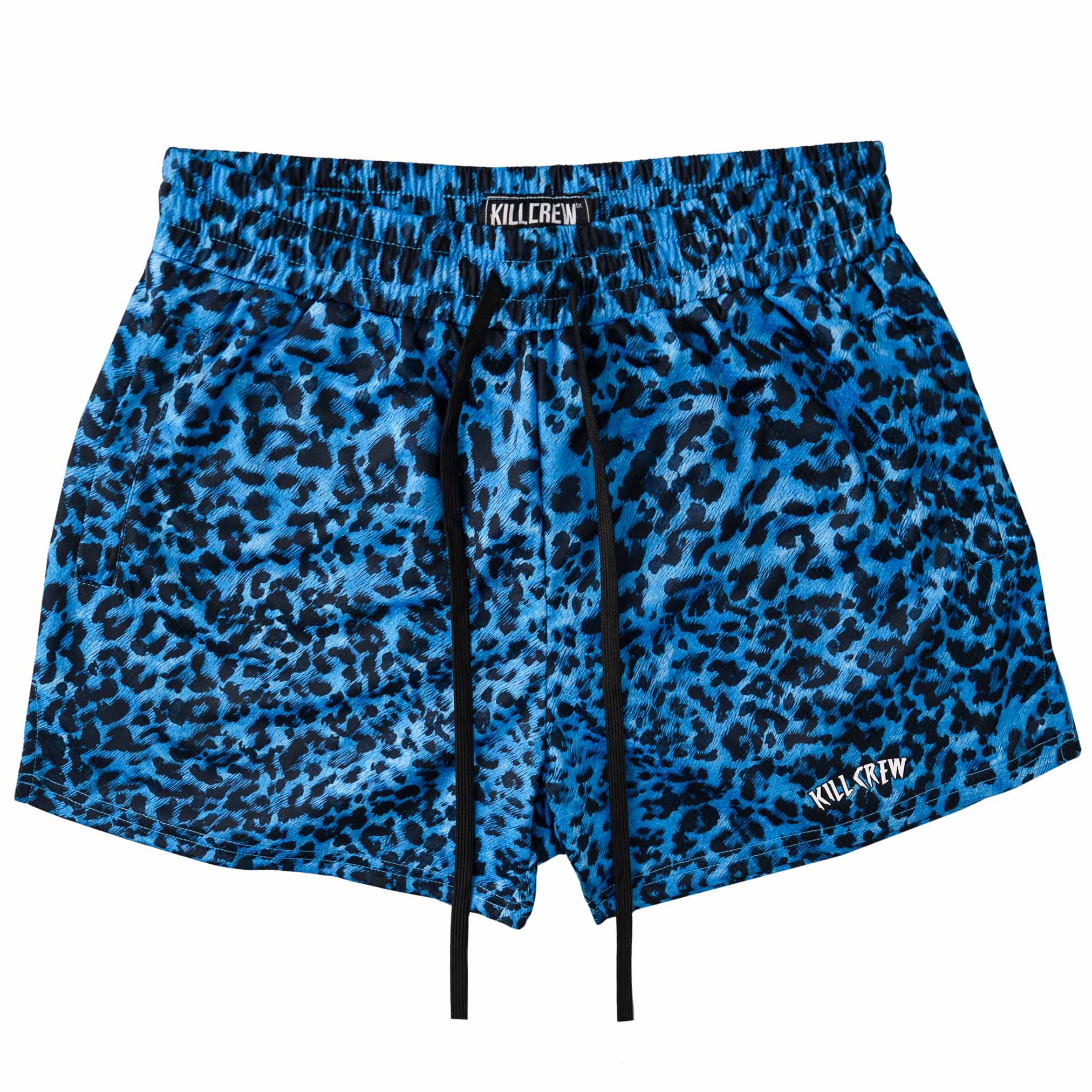 MUAY THAI SHORTS (MID THIGH CUT) - BLUE LEOPARD