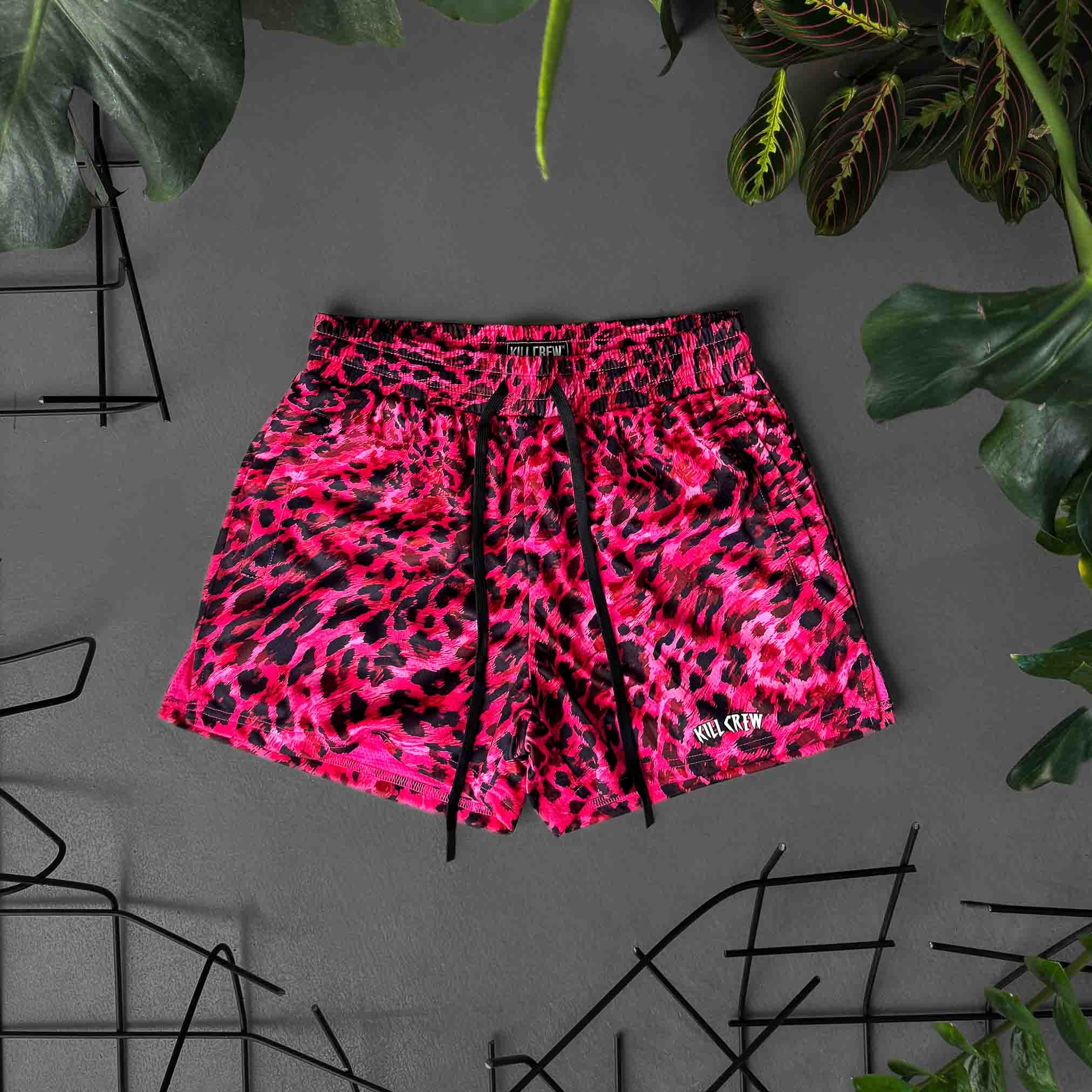 MUAY THAI SHORTS (MID THIGH CUT) - PINK LEOPARD - Image 7