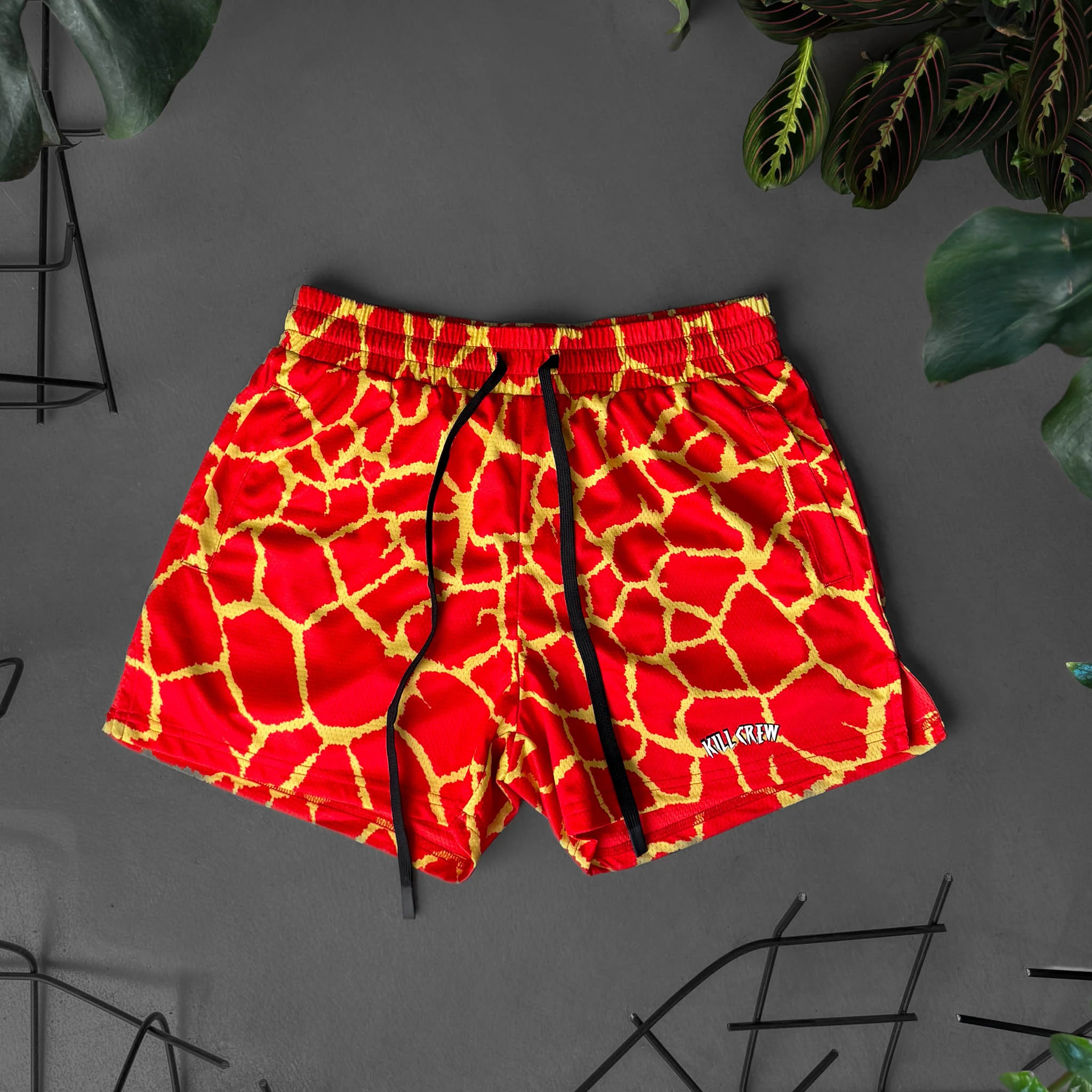 MUAY THAI SHORTS (MID THIGH CUT) - RED GIRAFFE - Image 7