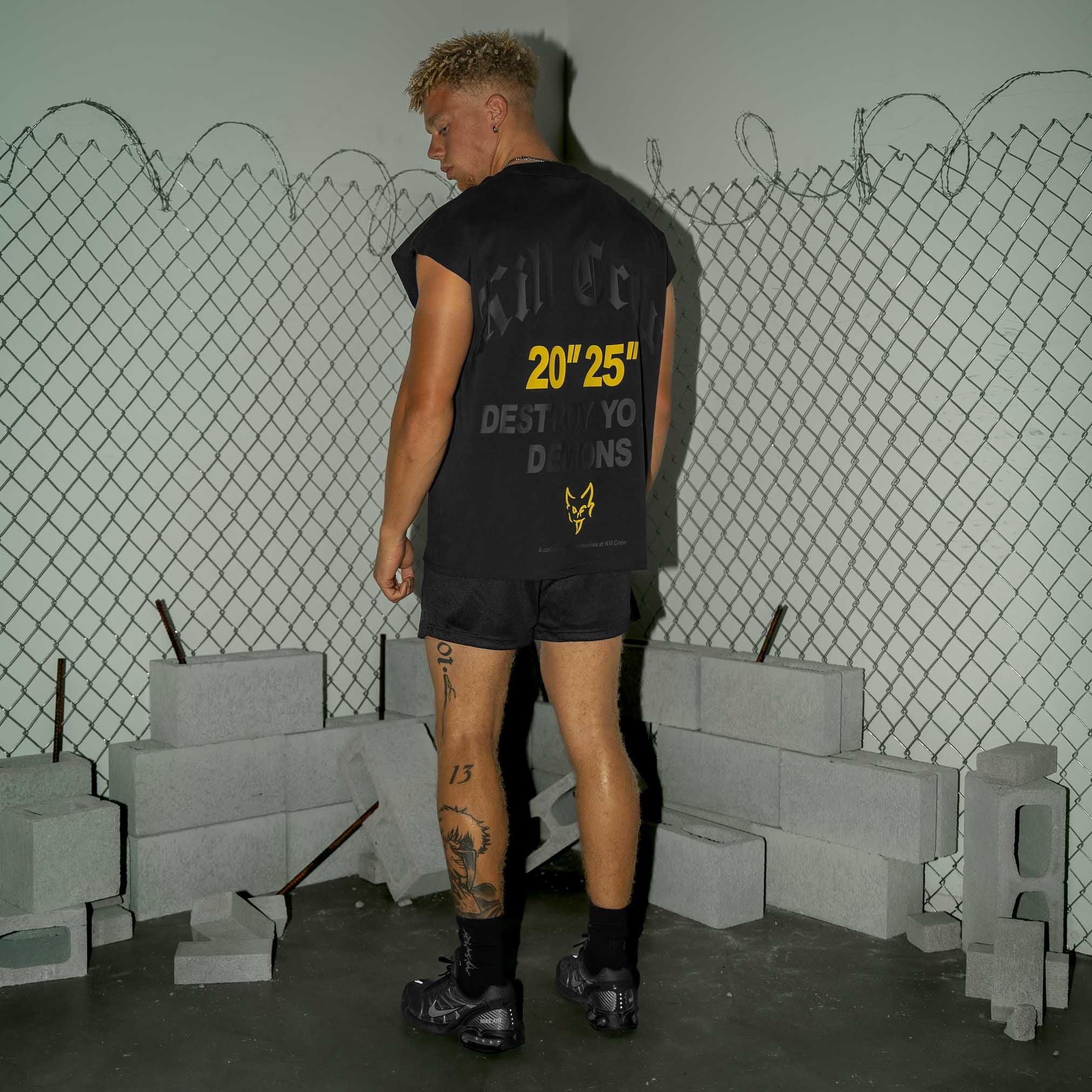 NATURAL COTTON CUTOFF "DESTROY" - BLACK - Image 3
