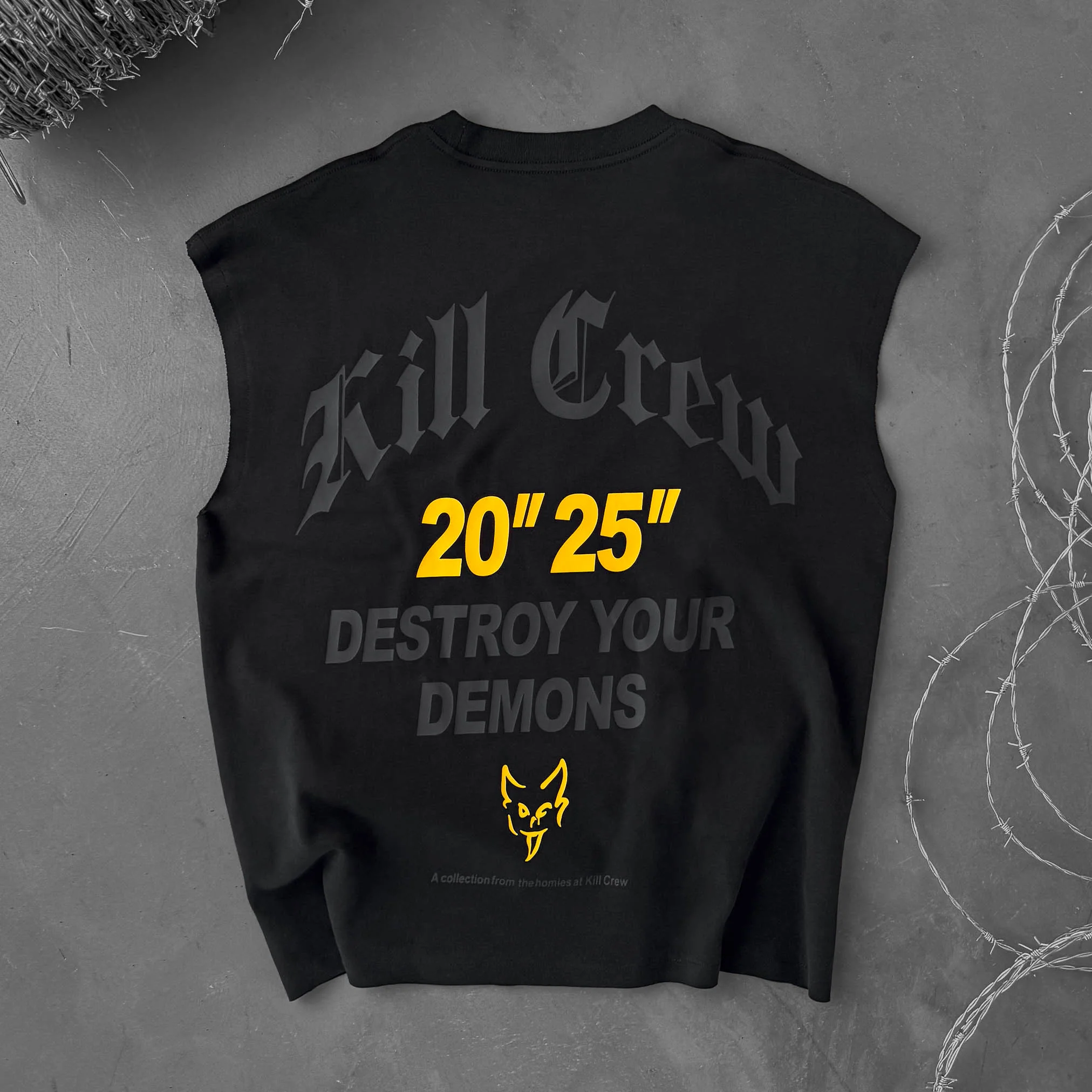 NATURAL COTTON CUTOFF "DESTROY" - BLACK - Image 5