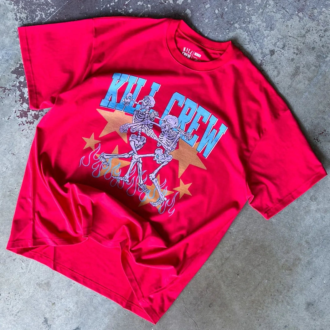 OVERSIZED AIMING FOR STARS T-SHIRT - RED - Image 2