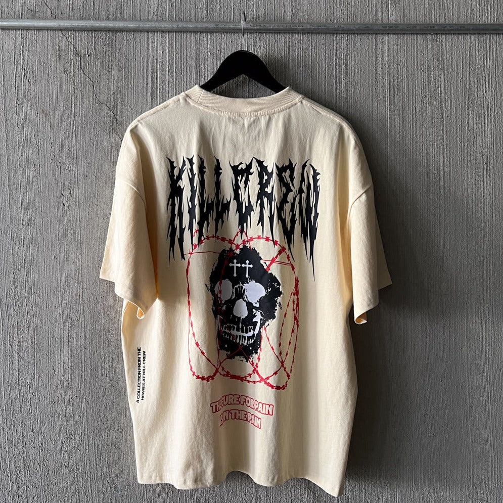 RELAXED FIT "BARBarian" T-SHIRT - CREAM - Image 3