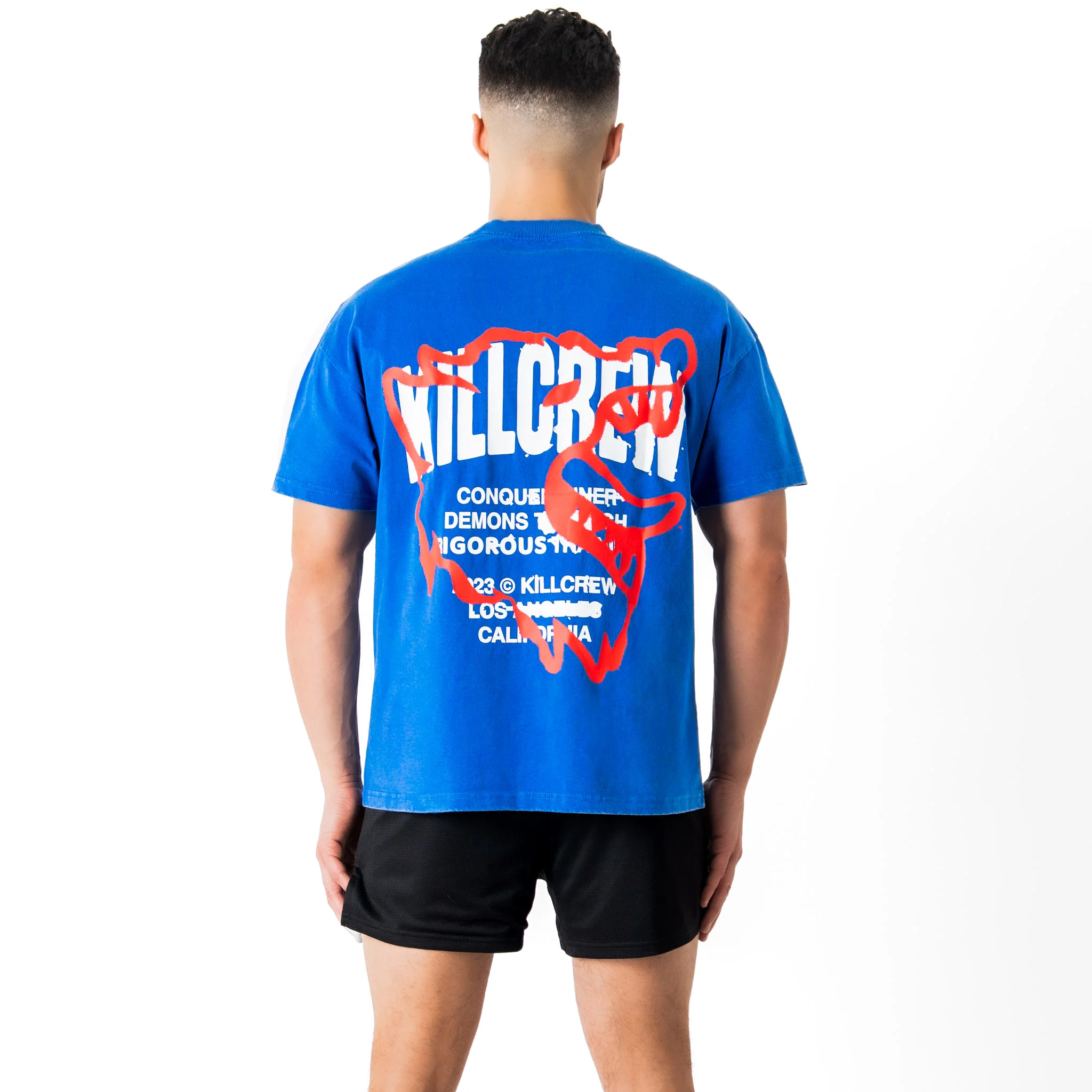 RELAXED FIT LUX CONQUER INNER DEMONS T-SHIRT - BLUE / RED - Image 4