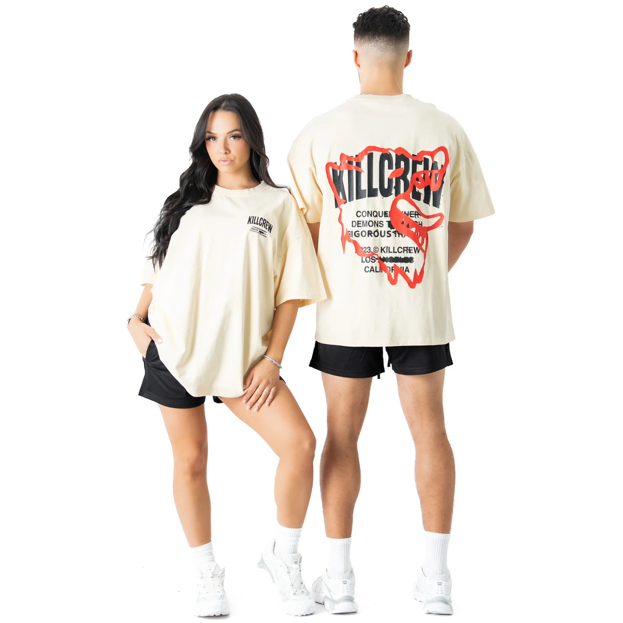 RELAXED FIT LUX CONQUER INNER DEMONS T-SHIRT - CREAM / RED - Image 2