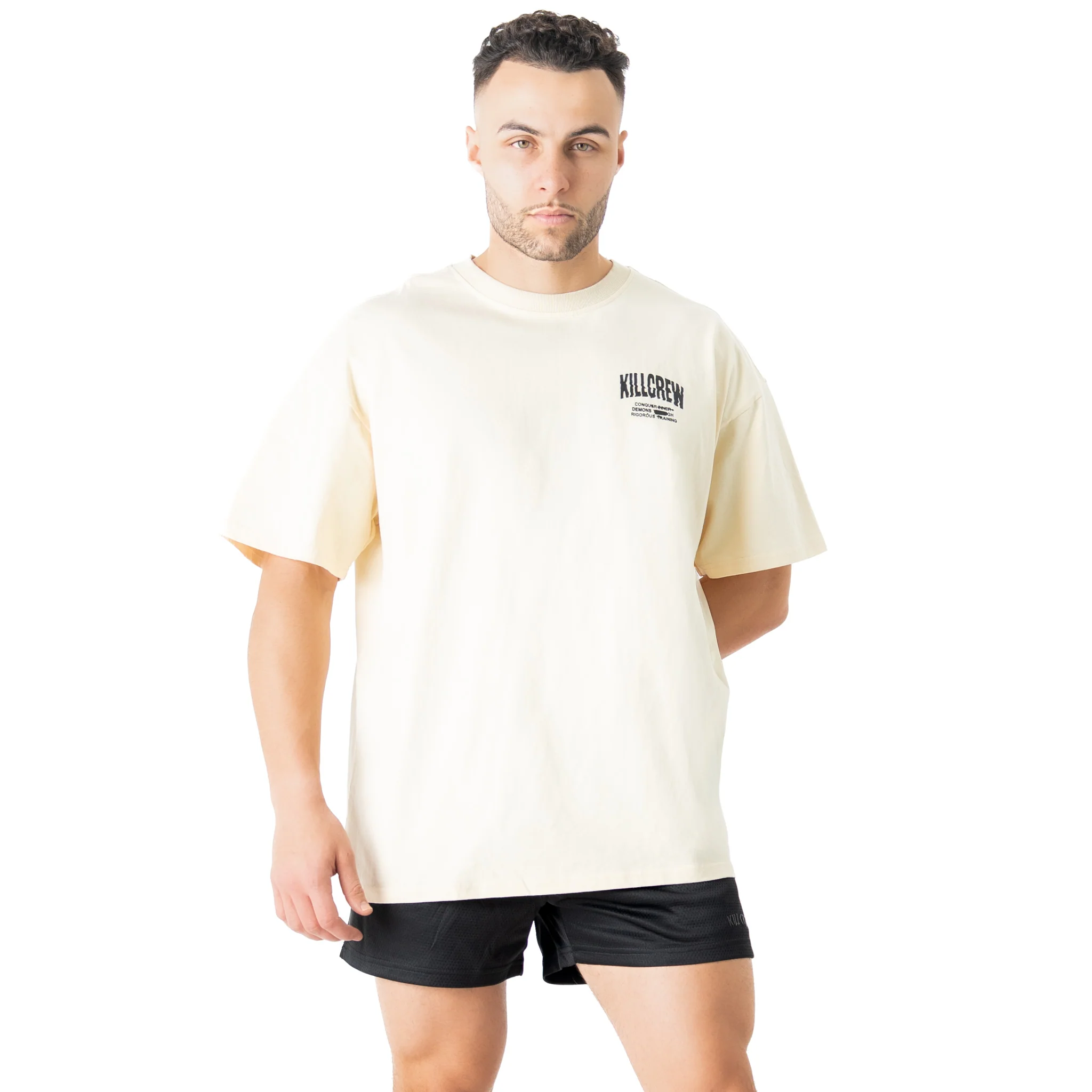RELAXED FIT LUX CONQUER INNER DEMONS T-SHIRT - CREAM / RED - Image 3