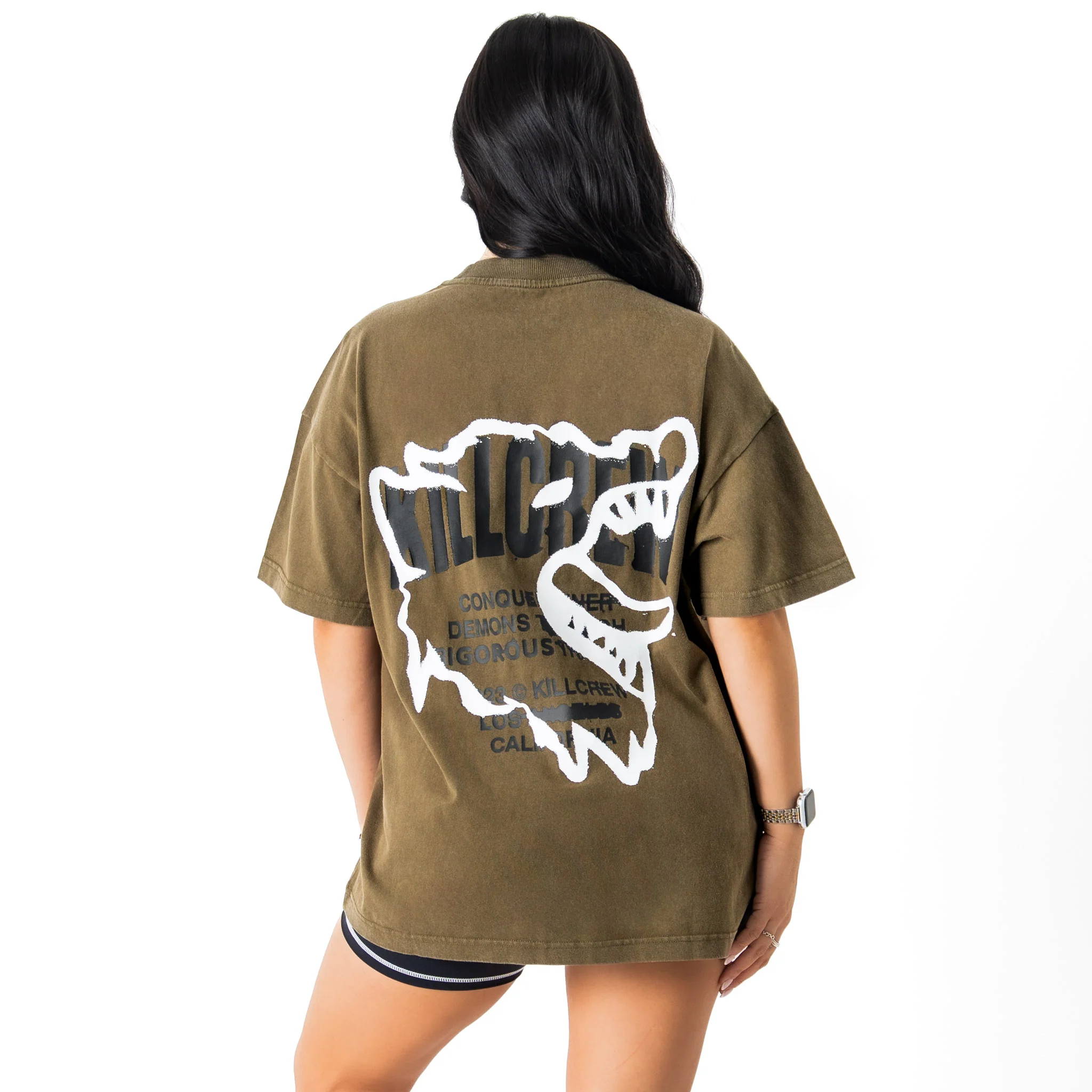 RELAXED FIT LUX CONQUER INNER DEMONS T-SHIRT - GREEN / WHITE - Image 6