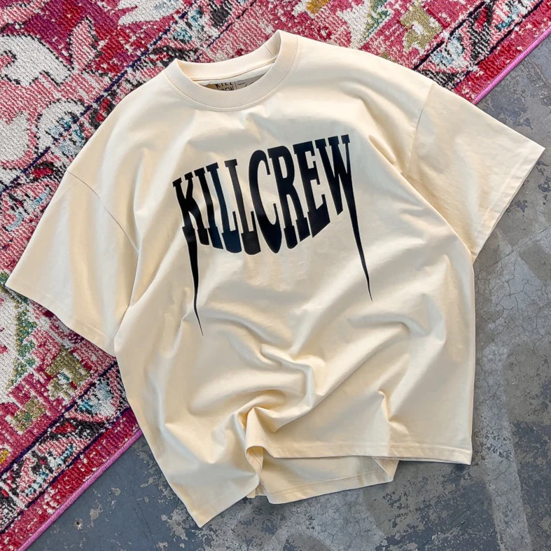OVERSIZED "FANGS" T-SHIRT - CREAM / BLACK - Image 3