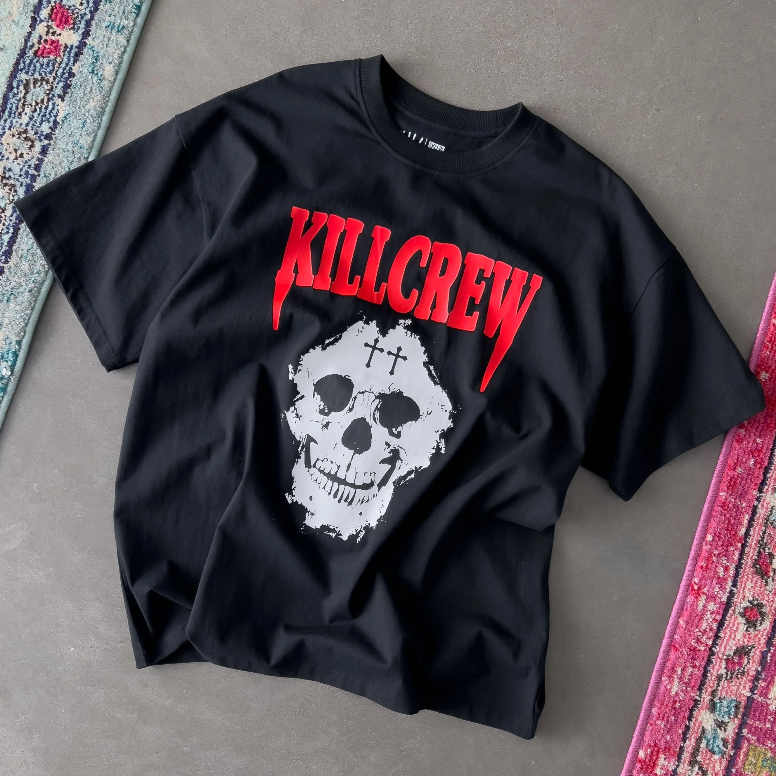 OVERSIZED "KILL CREW SKULL" T-SHIRT - BLACK / RED - Image 2