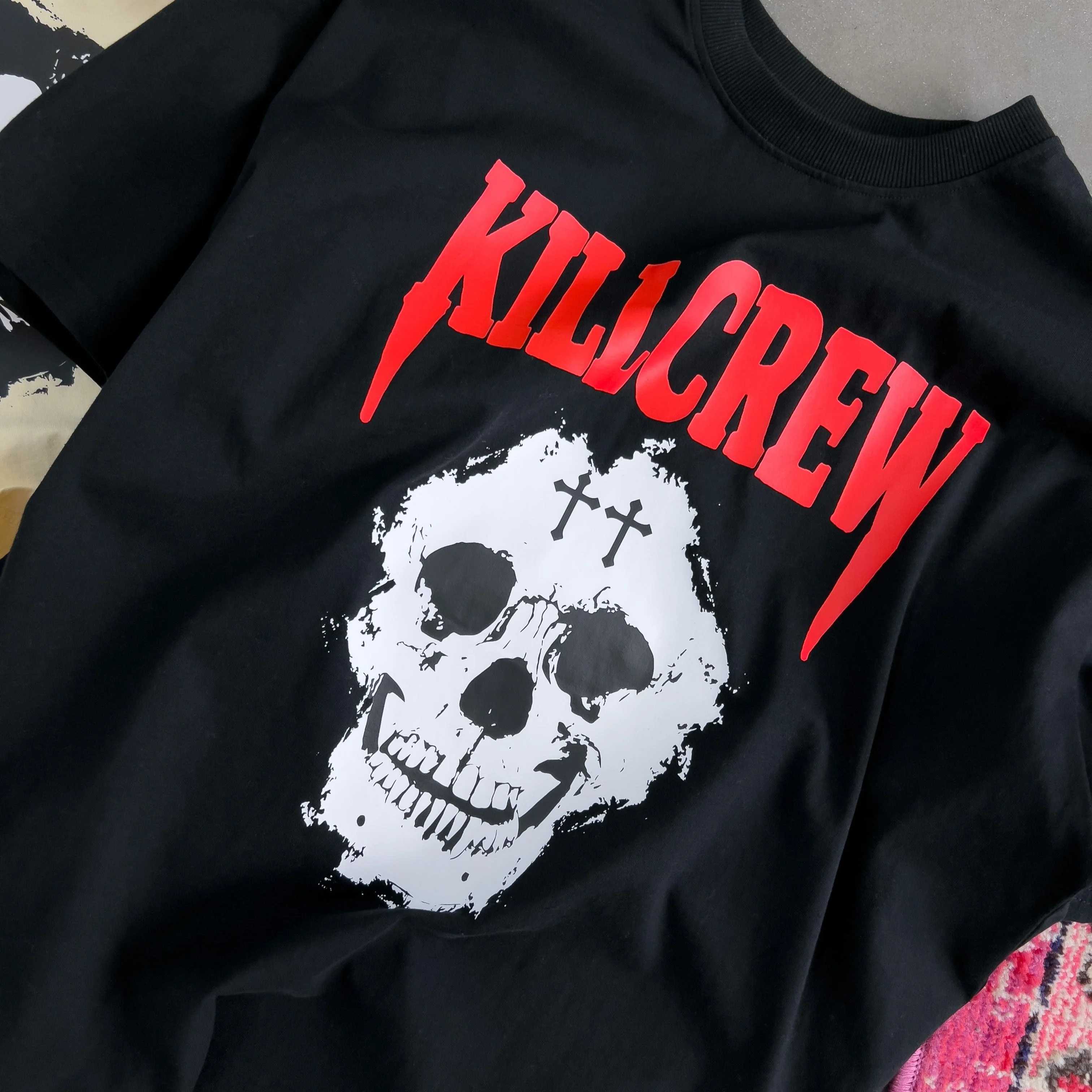 OVERSIZED "KILL CREW SKULL" T-SHIRT - BLACK / RED - Image 3