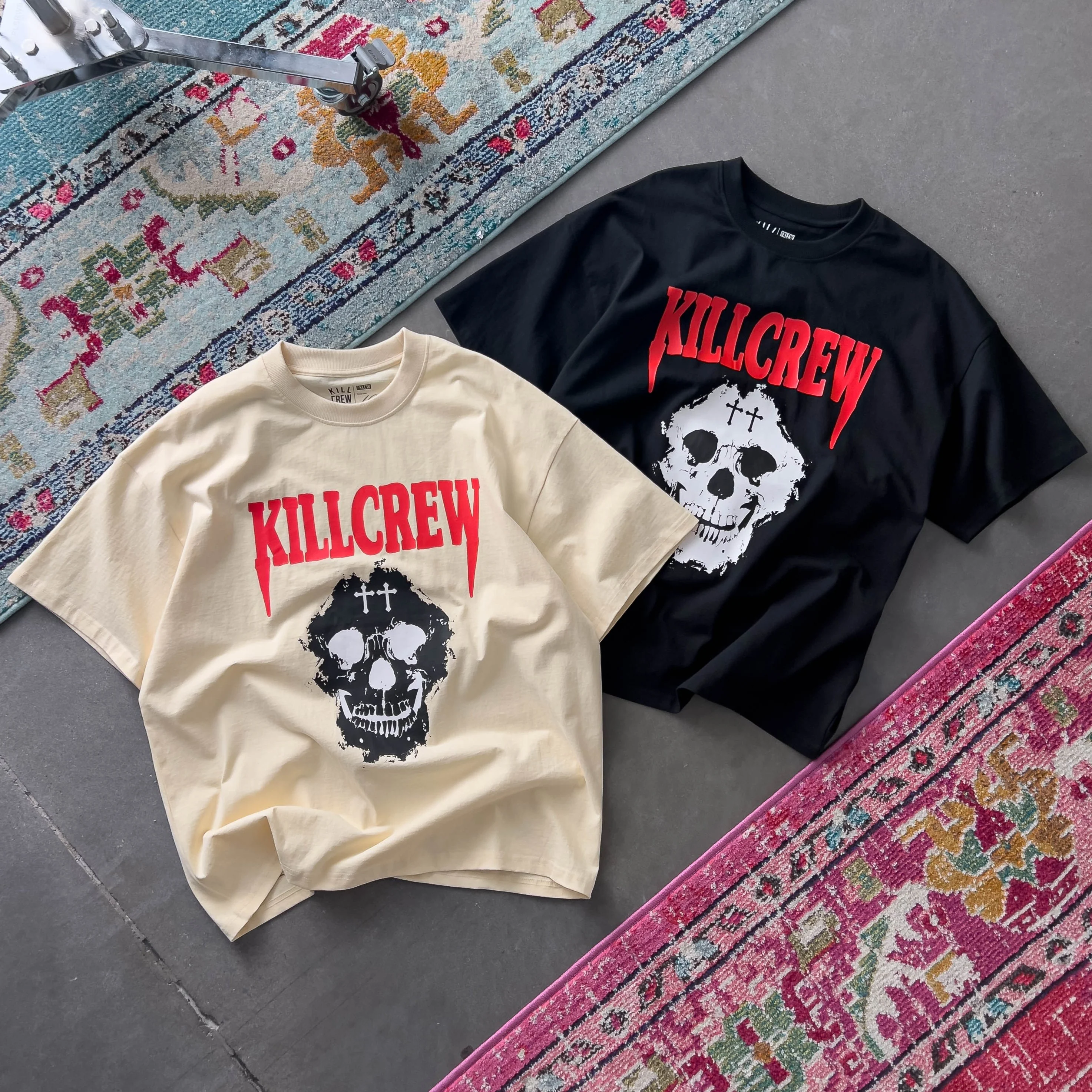 OVERSIZED "KILL CREW SKULL" T-SHIRT - BLACK / RED - Image 4