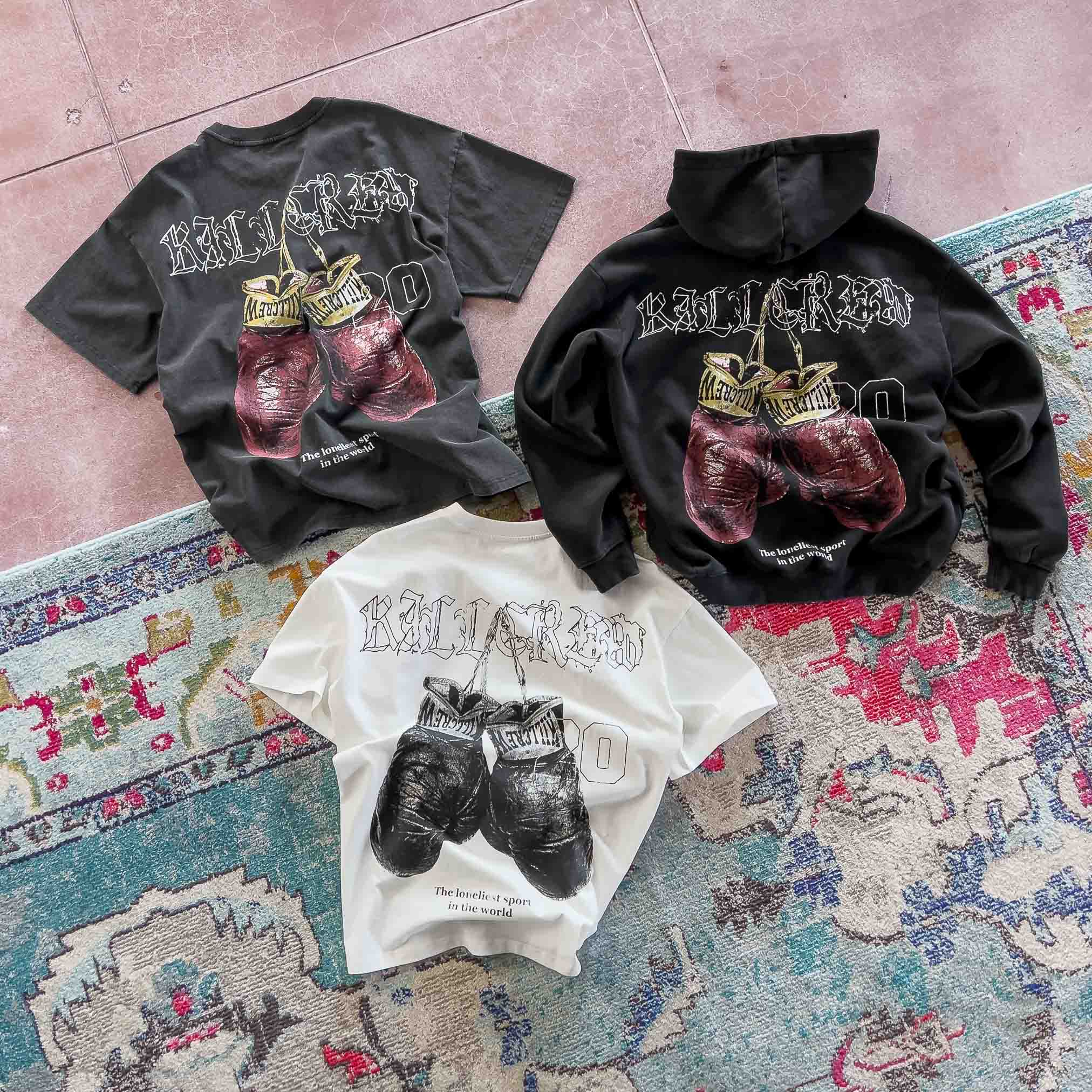 OVERSIZED LUX "VINTAGE BOXING" HOODIE - BLACK - Image 6