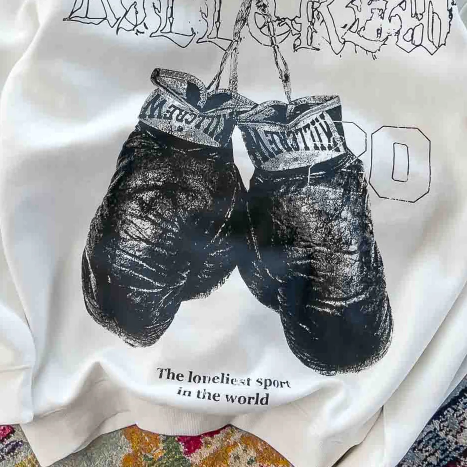 OVERSIZED LUX "VINTAGE BOXING" HOODIE - WHITE - Image 3