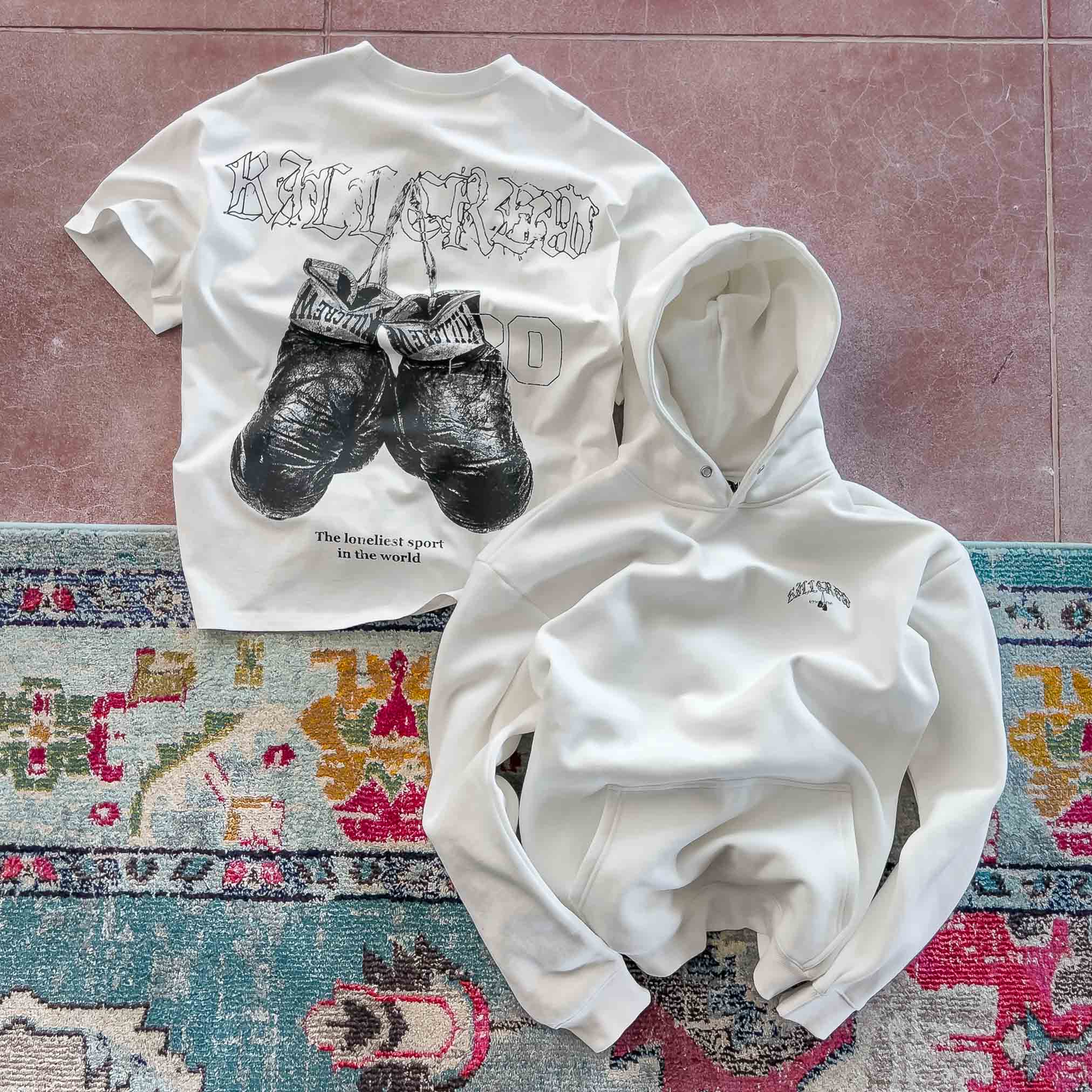 OVERSIZED LUX "VINTAGE BOXING" HOODIE - WHITE - Image 5