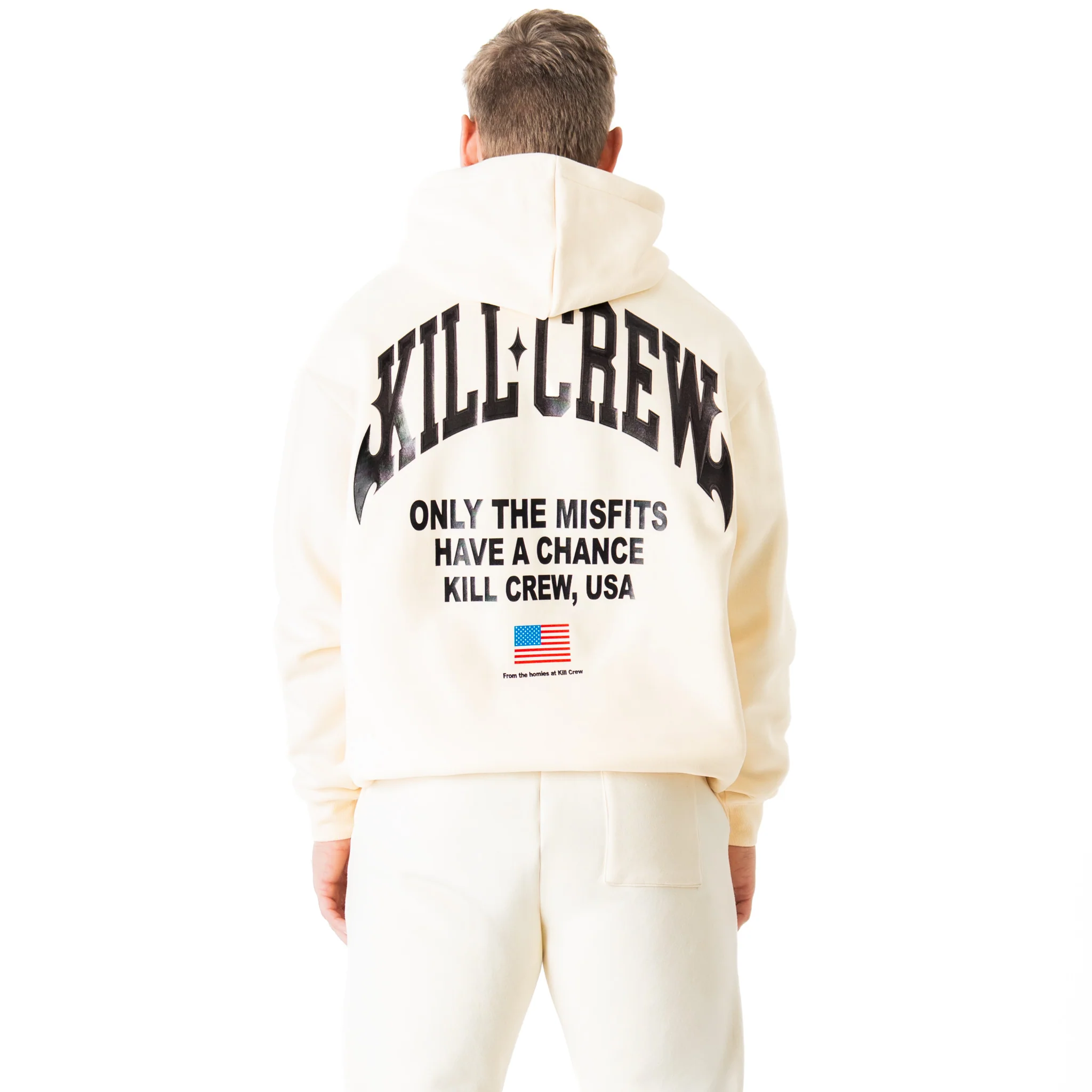 OVERSIZED LUX CHROME HOODIE - CREAM - Image 3
