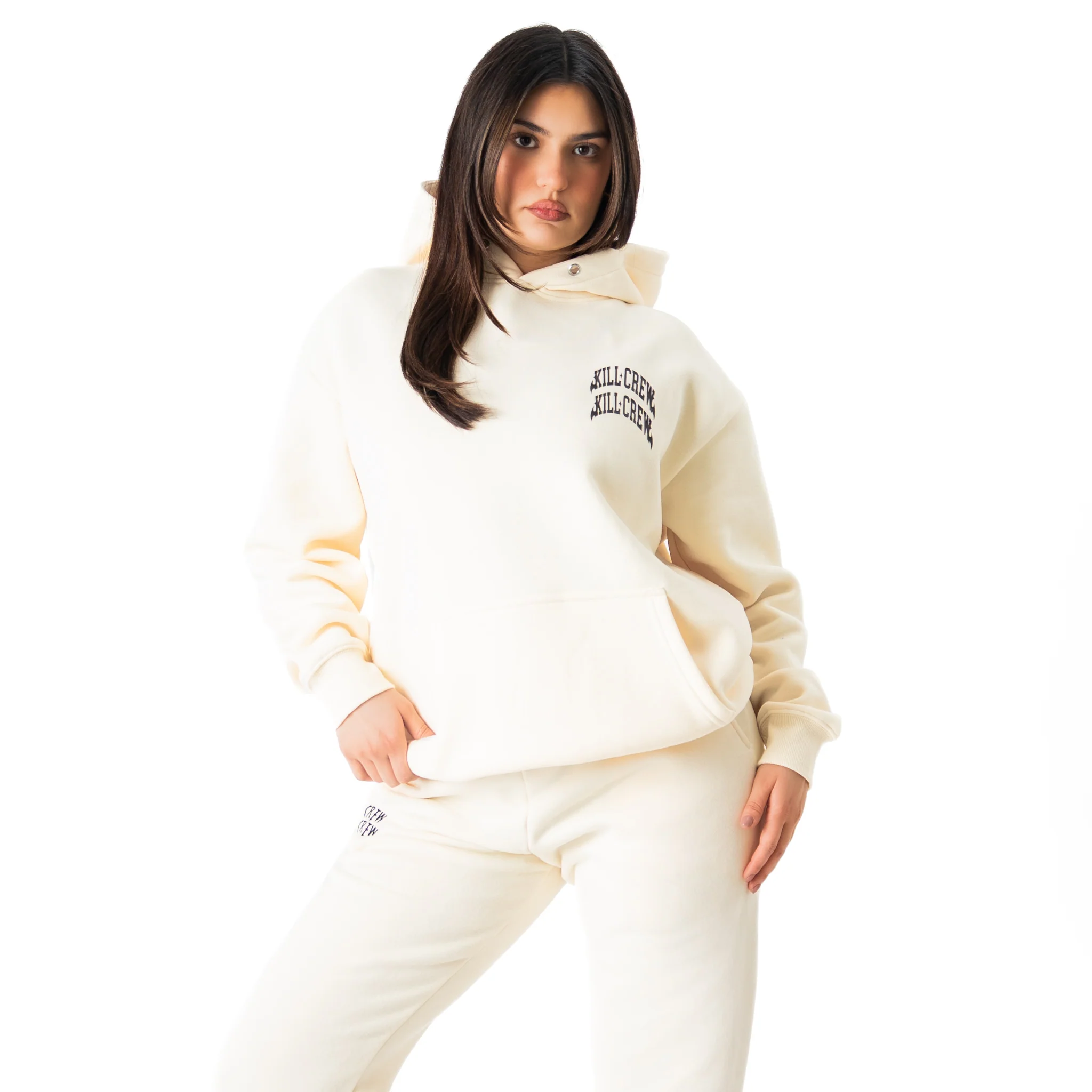 OVERSIZED LUX CHROME HOODIE - CREAM - Image 4