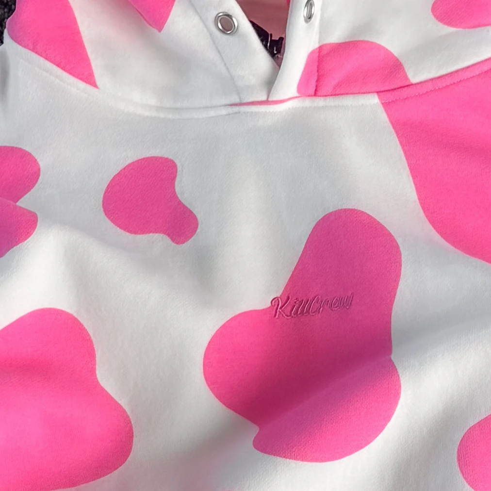 OVERSIZED LUX "MOO MOO" HOODIE - PINK - Image 6