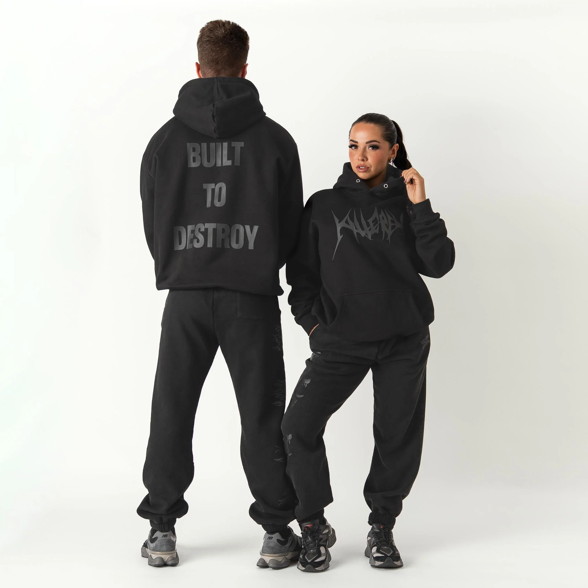 OVERSIZED LUX HOODIE "BUILT TO DESTROY" HOODIE - BLACKOUT - Image 2