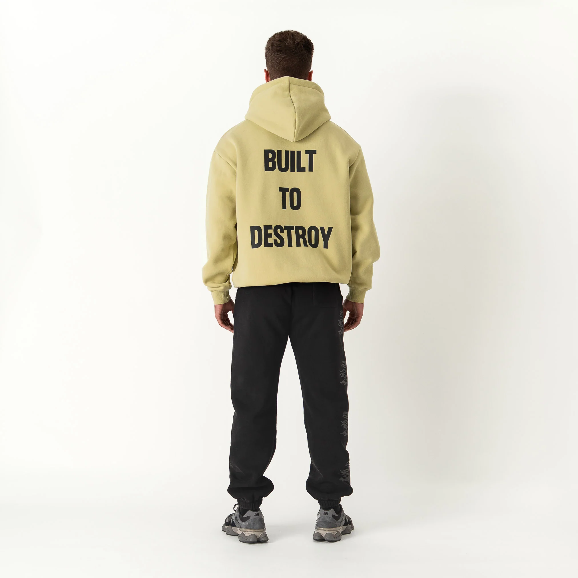 OVERSIZED LUX HOODIE "BUILT TO DESTROY" HOODIE - GREEN / BLACK - Image 3