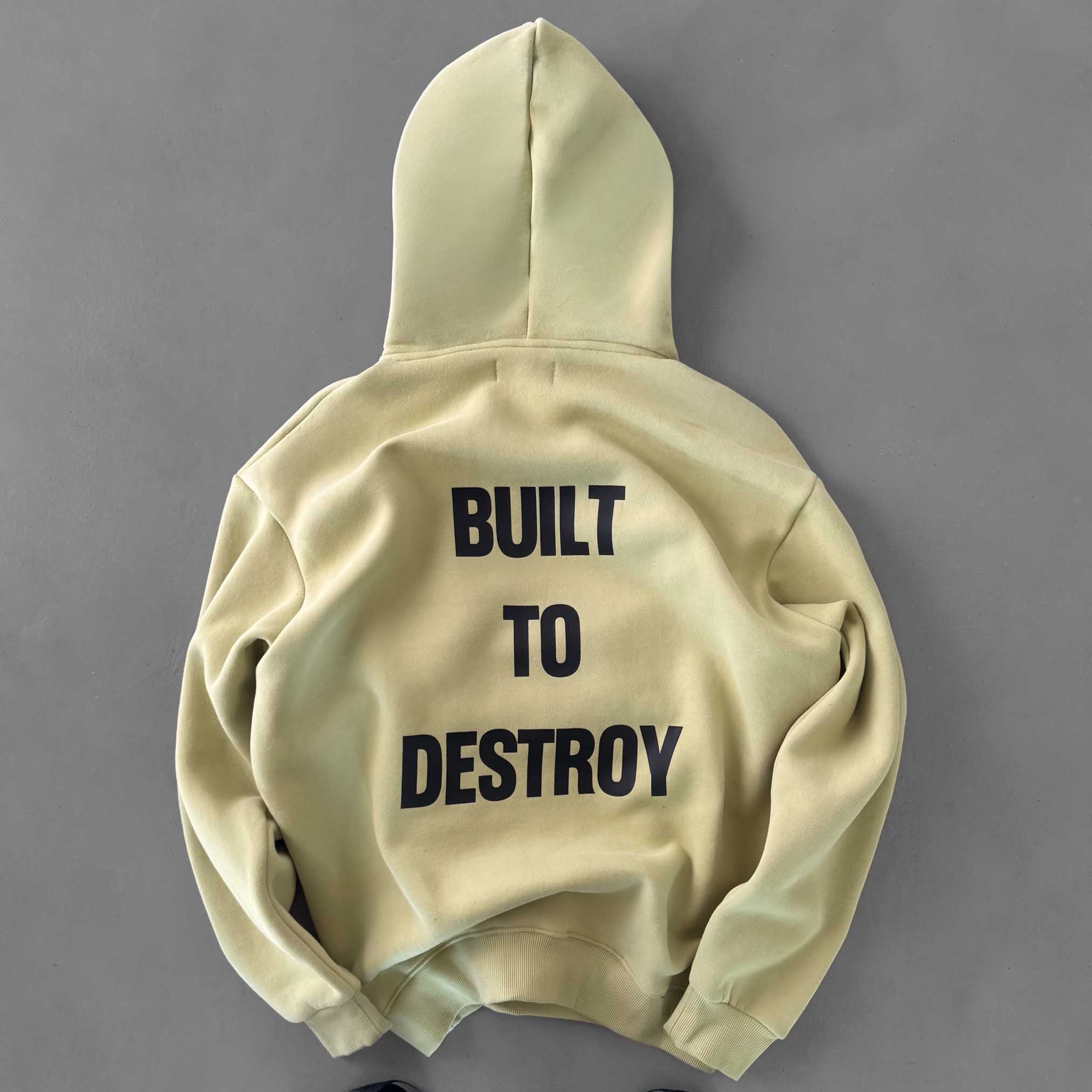 OVERSIZED LUX HOODIE "BUILT TO DESTROY" HOODIE - GREEN / BLACK - Image 5