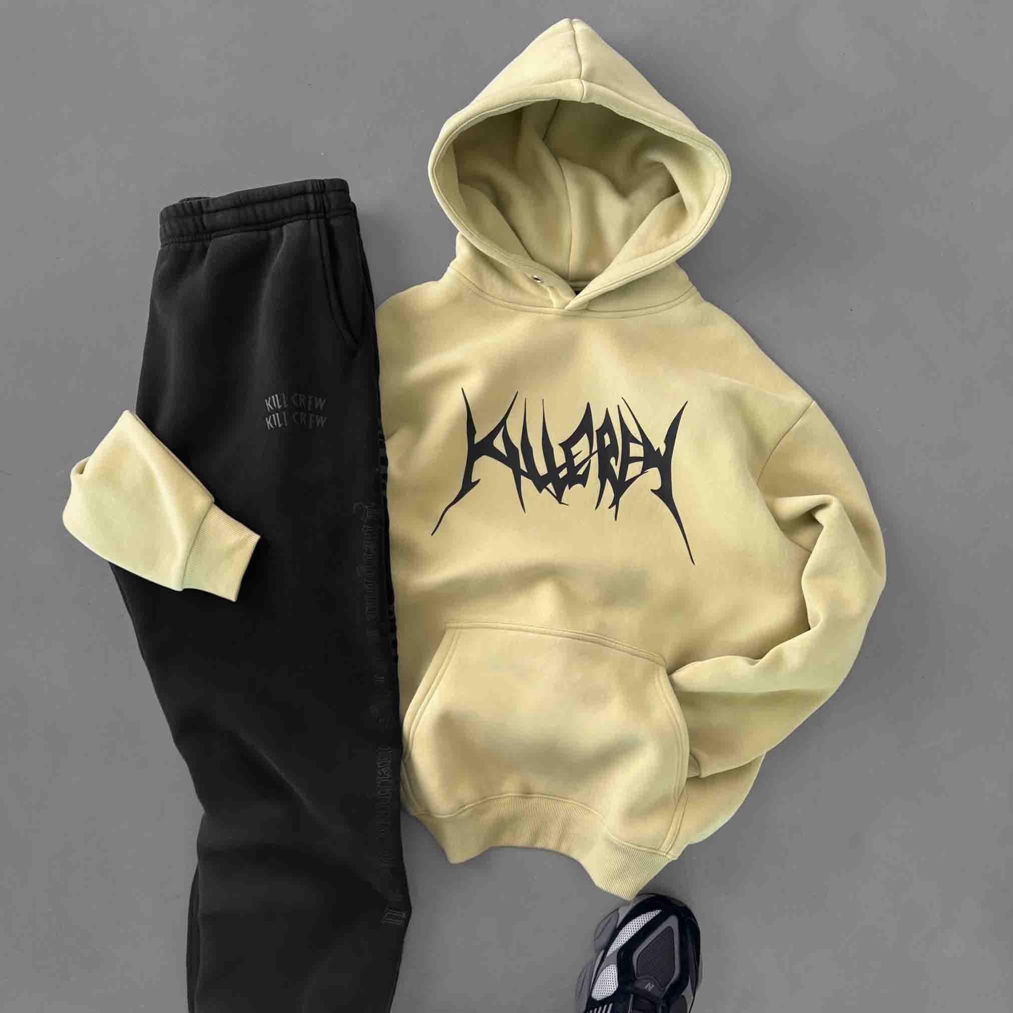 OVERSIZED LUX HOODIE "BUILT TO DESTROY" HOODIE - GREEN / BLACK - Image 6