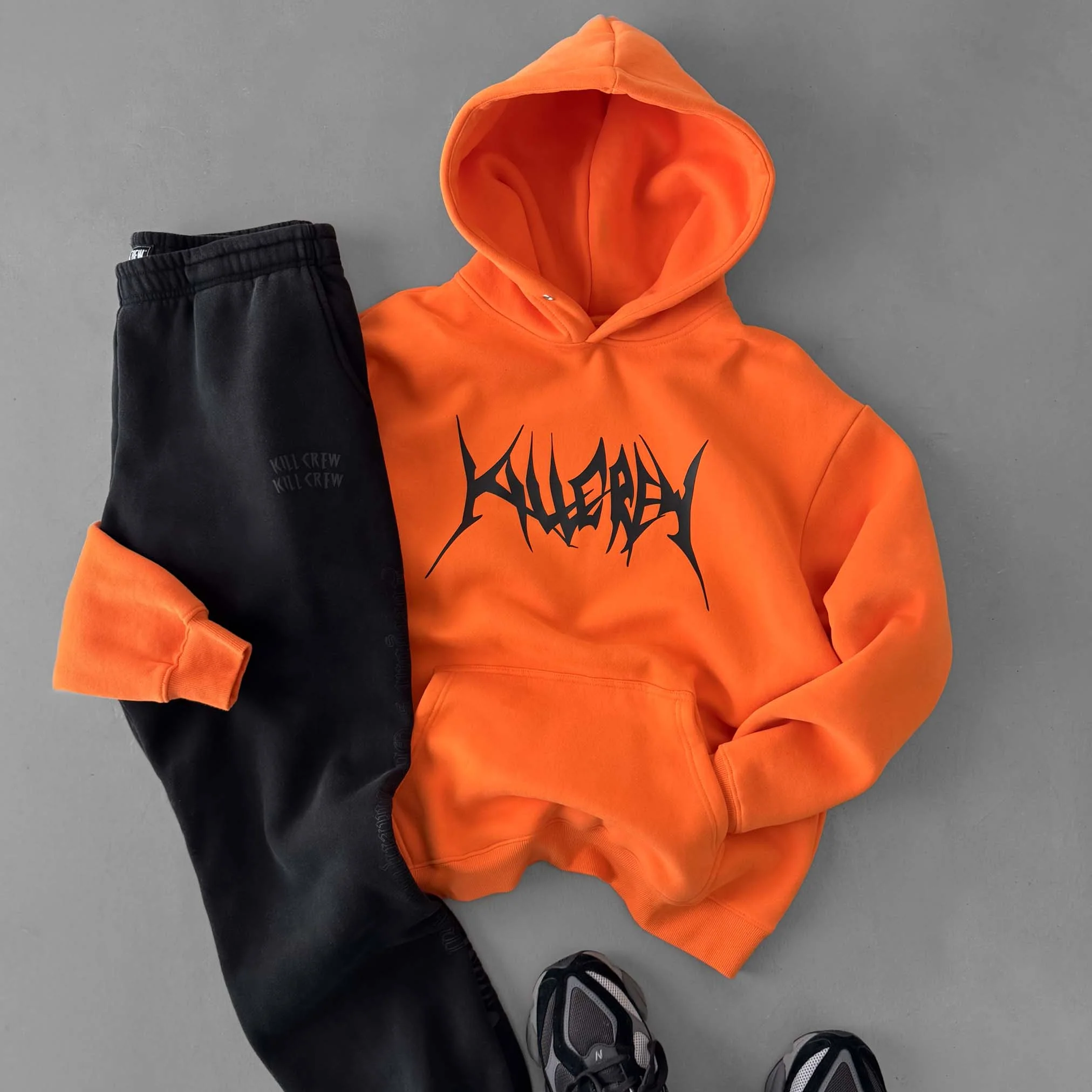 OVERSIZED LUX HOODIE "BUILT TO DESTROY" HOODIE - ORANGE / BLACK - Image 6