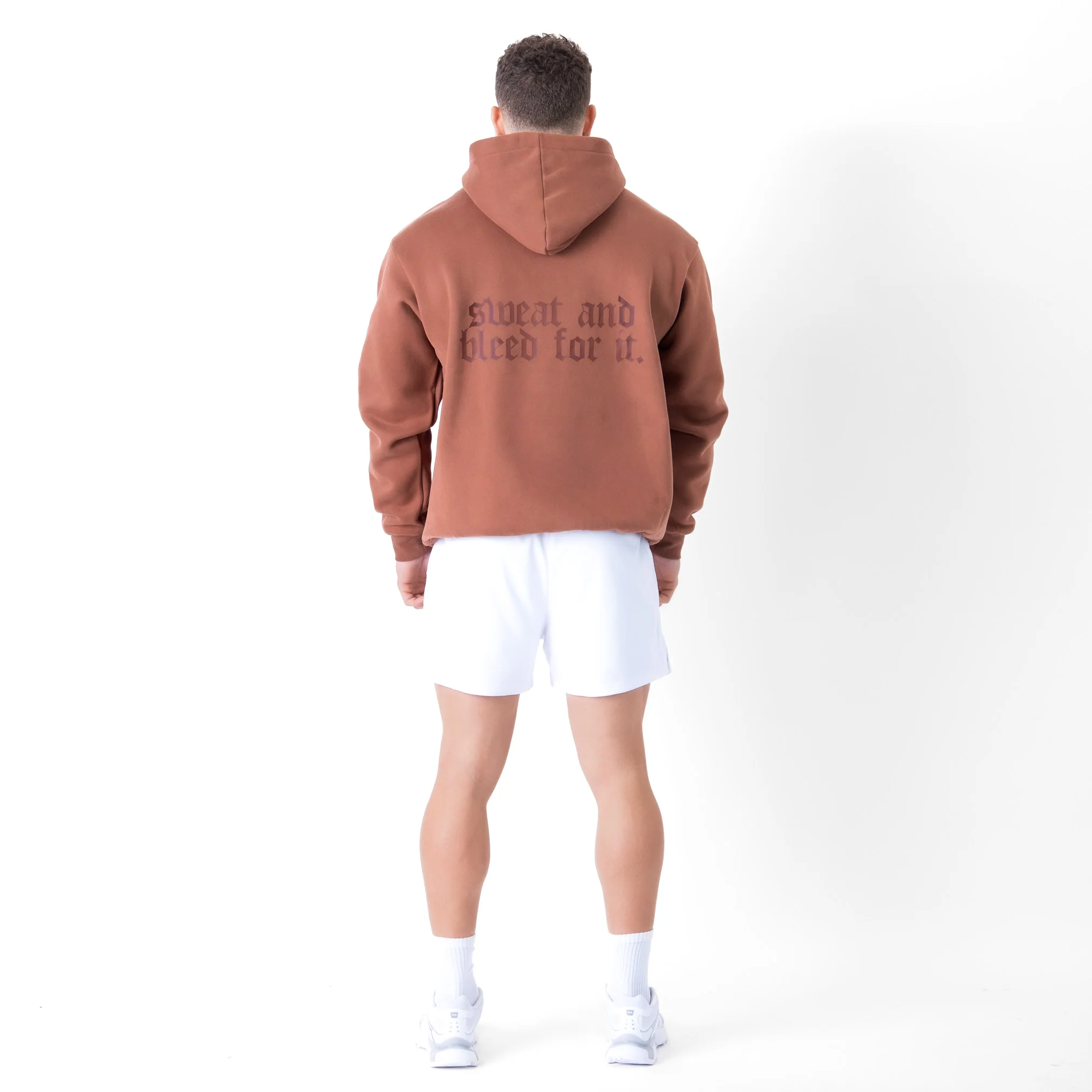 OVERSIZED LUX HOODIE "SWEAT & BLEED" - BROWN - Image 3