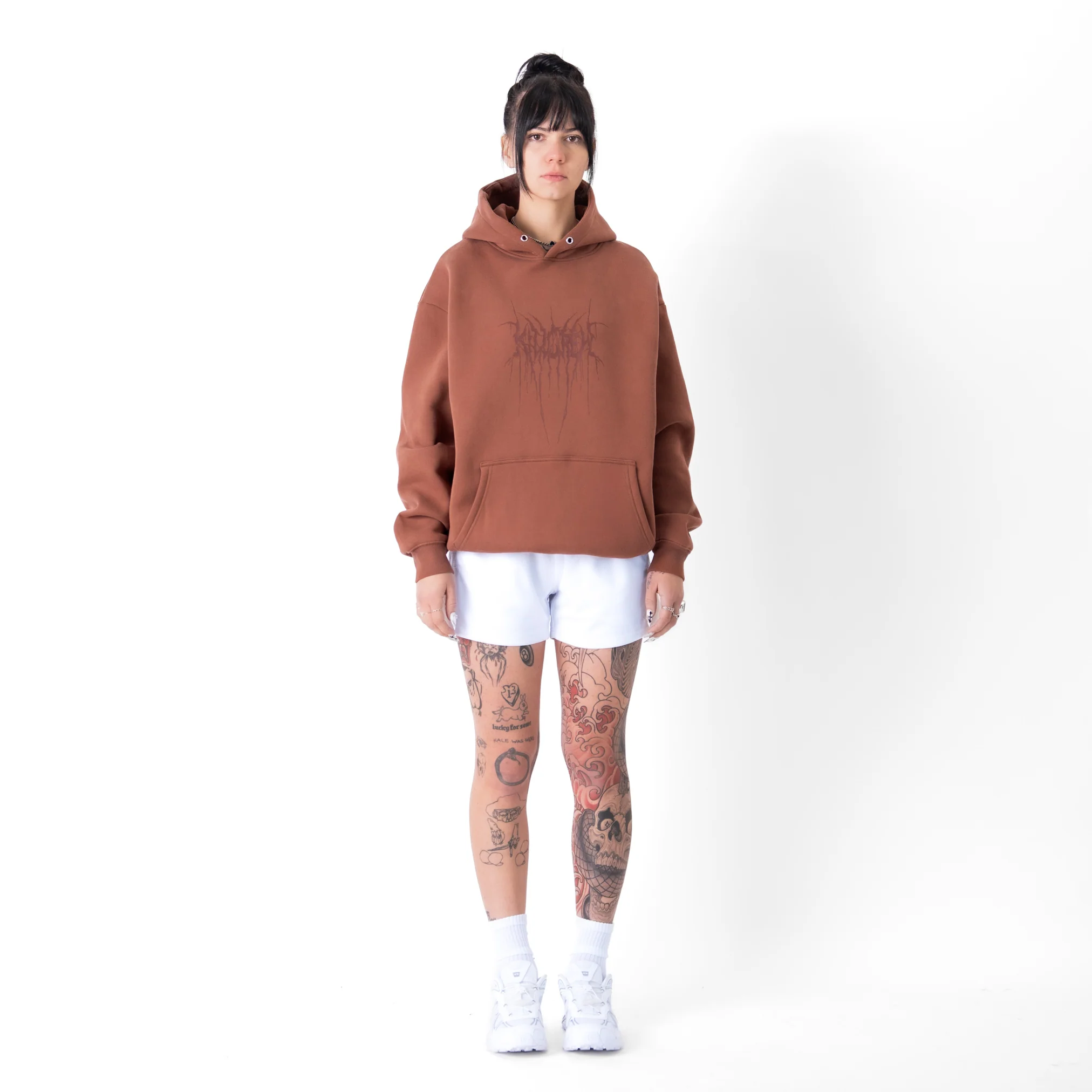 OVERSIZED LUX HOODIE "SWEAT & BLEED" - BROWN - Image 4