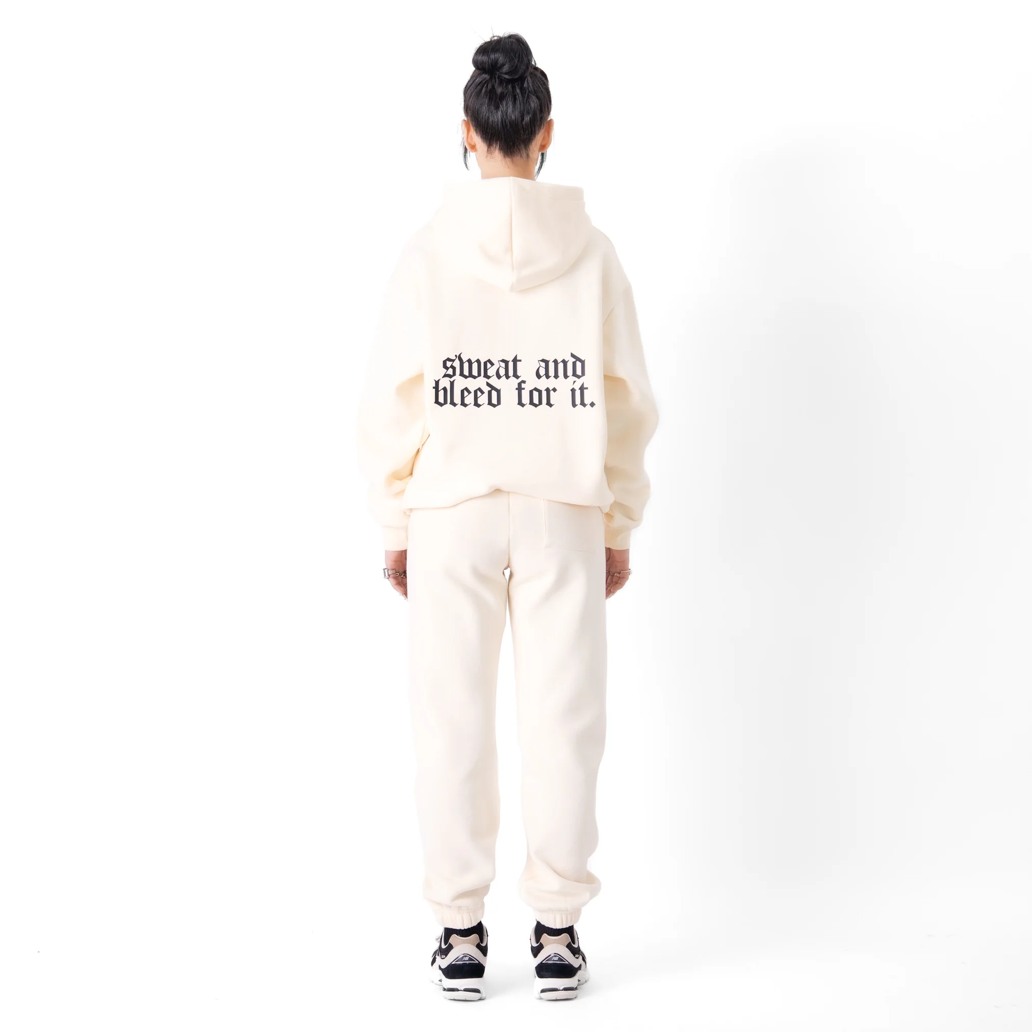 OVERSIZED LUX HOODIE "SWEAT & BLEED" - CREAM - Image 3