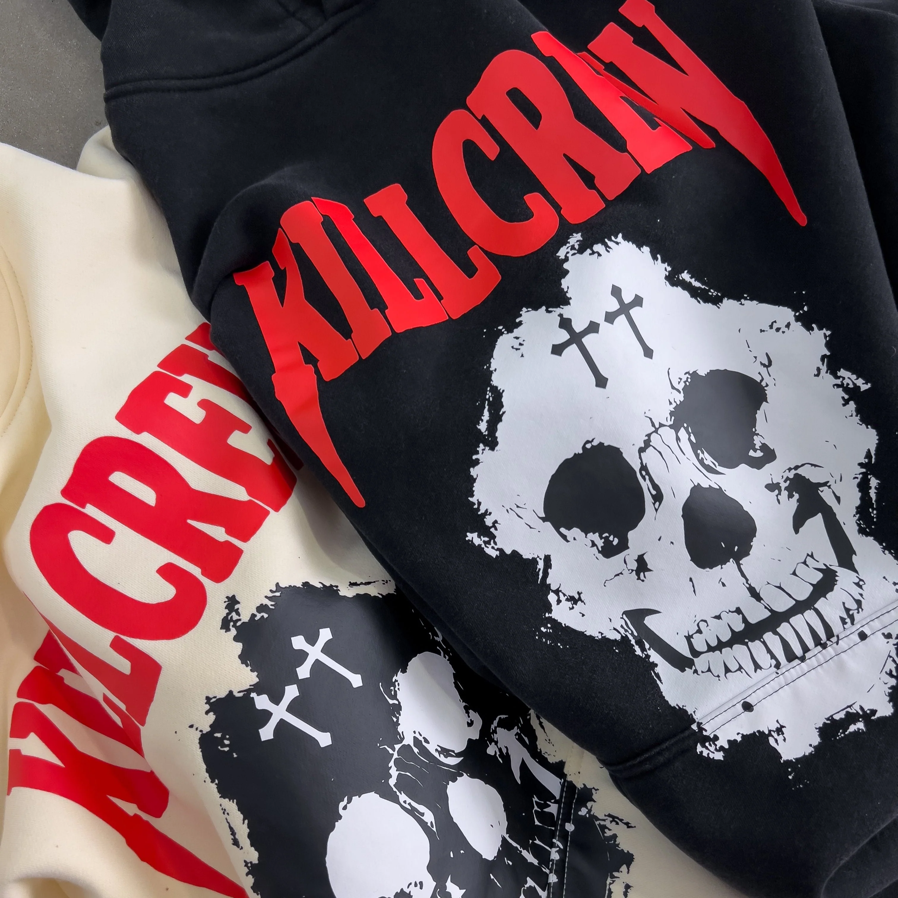 OVERSIZED LUX "KILL CREW SKULL" HOODIE - BLACK / RED - Image 4