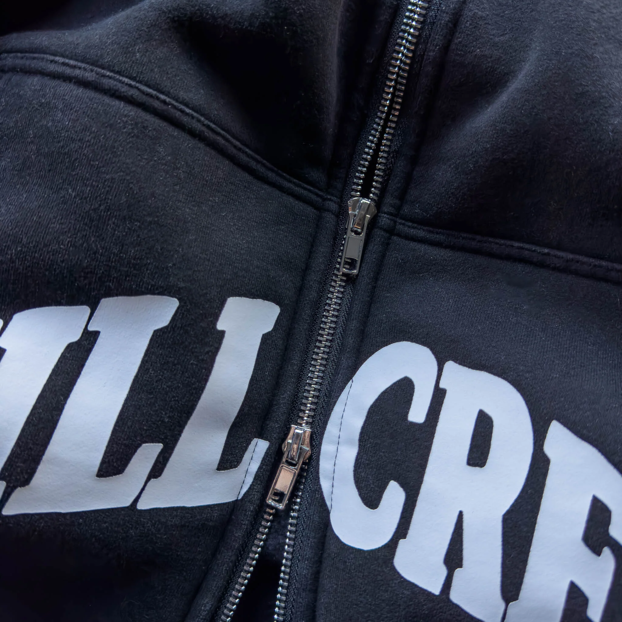 OVERSIZED LUX KILL CREW ZIP UP - BLACK / WHITE - Image 4