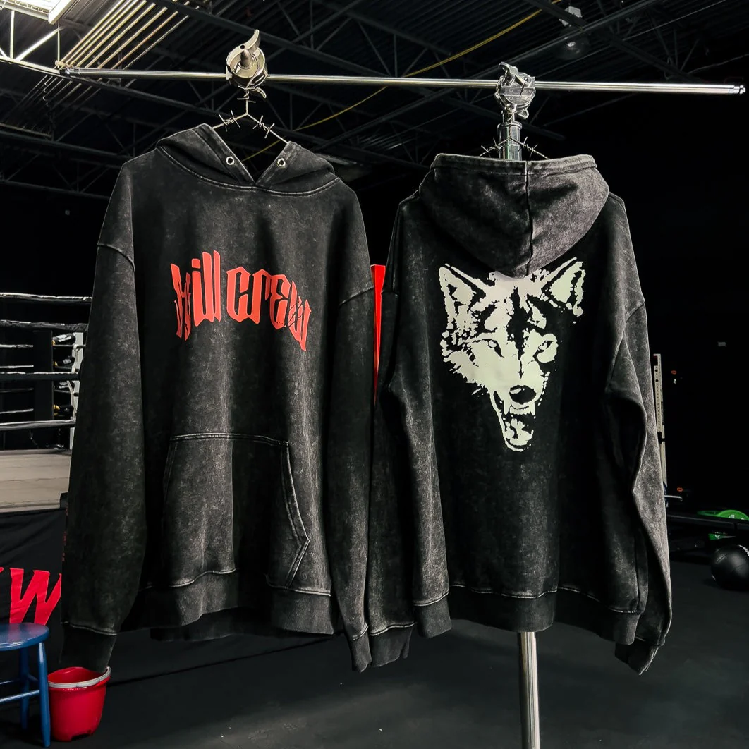 OVERSIZED LUX " LONE WOLF" HOODIE - BLACK / WHITE - Image 5