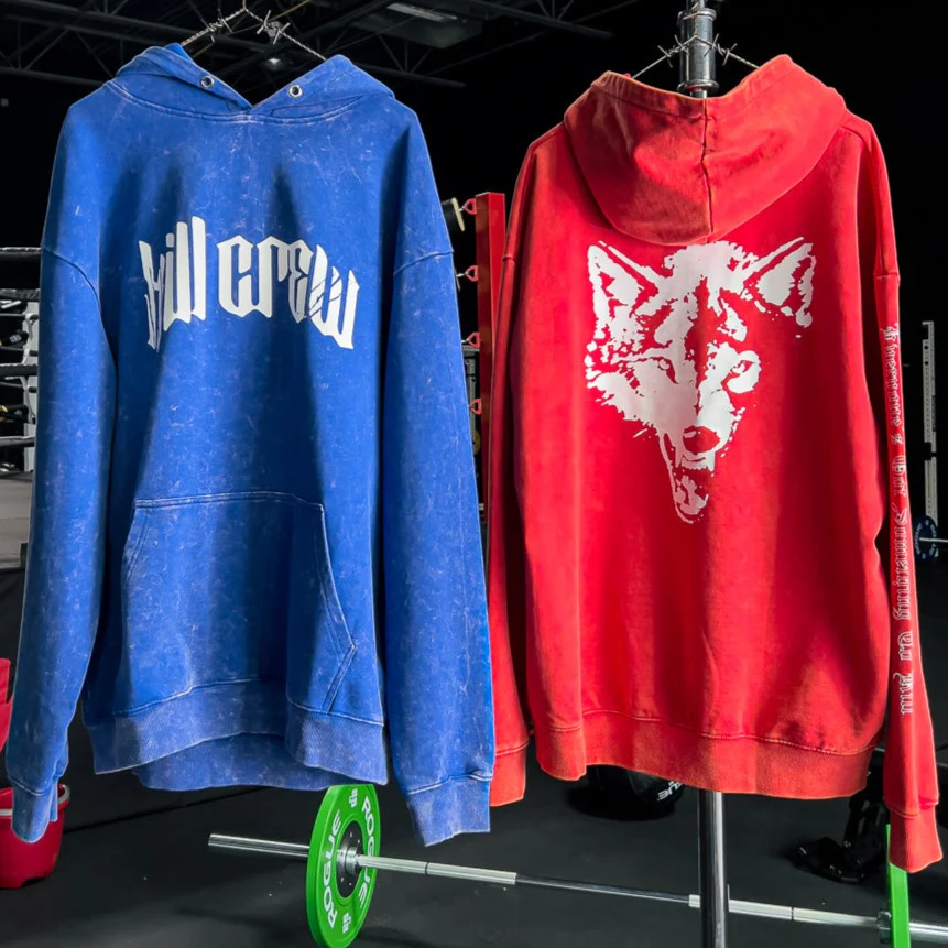 OVERSIZED LUX "LONE WOLF" HOODIE - BLUE / WHITE - Image 5