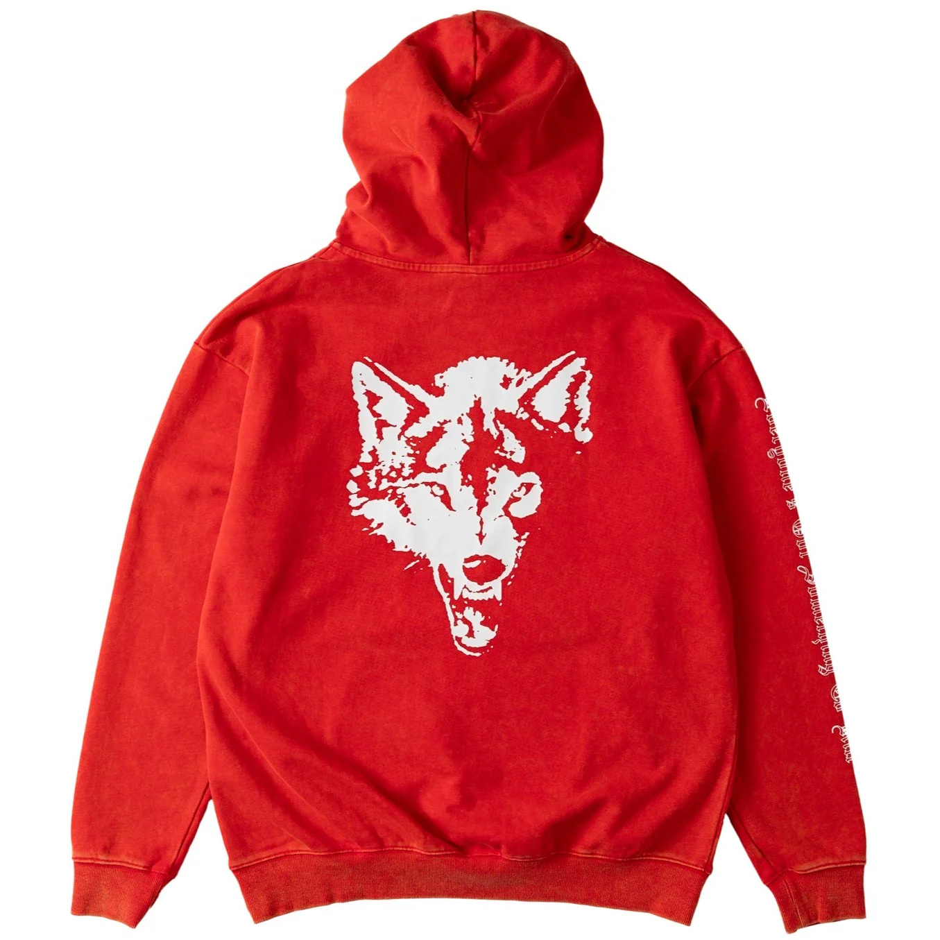 OVERSIZED LUX "LONE WOLF" HOODIE - RED / WHITE - Image 2