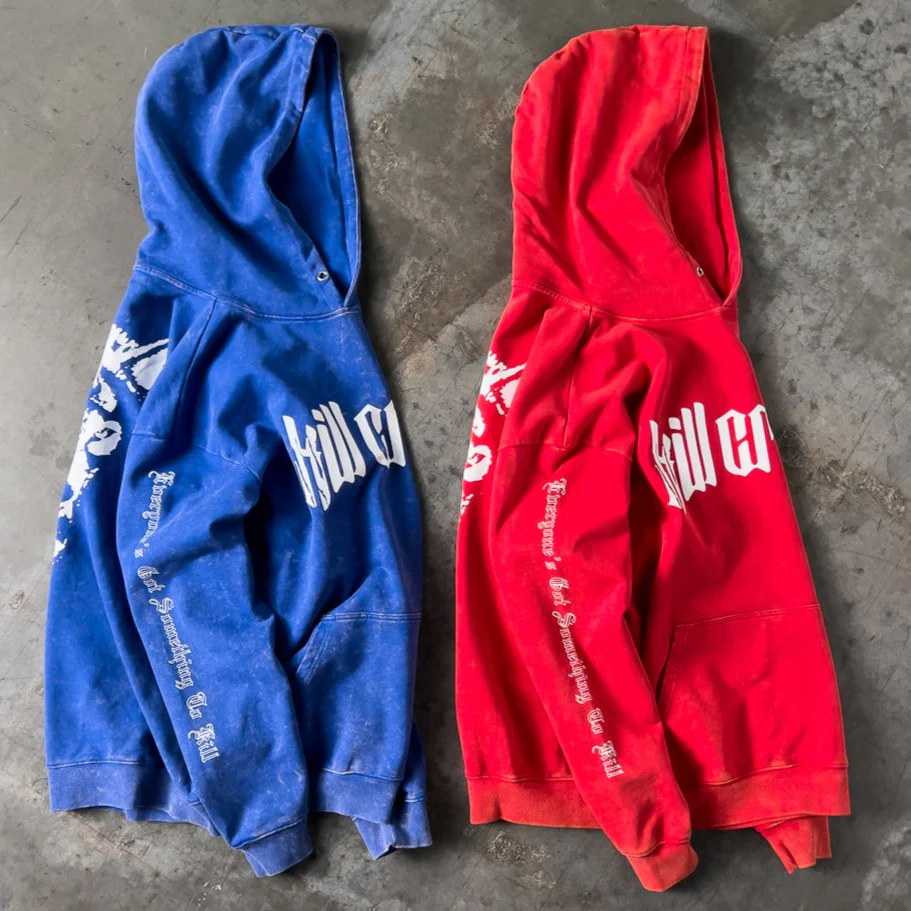 OVERSIZED LUX "LONE WOLF" HOODIE - RED / WHITE - Image 5