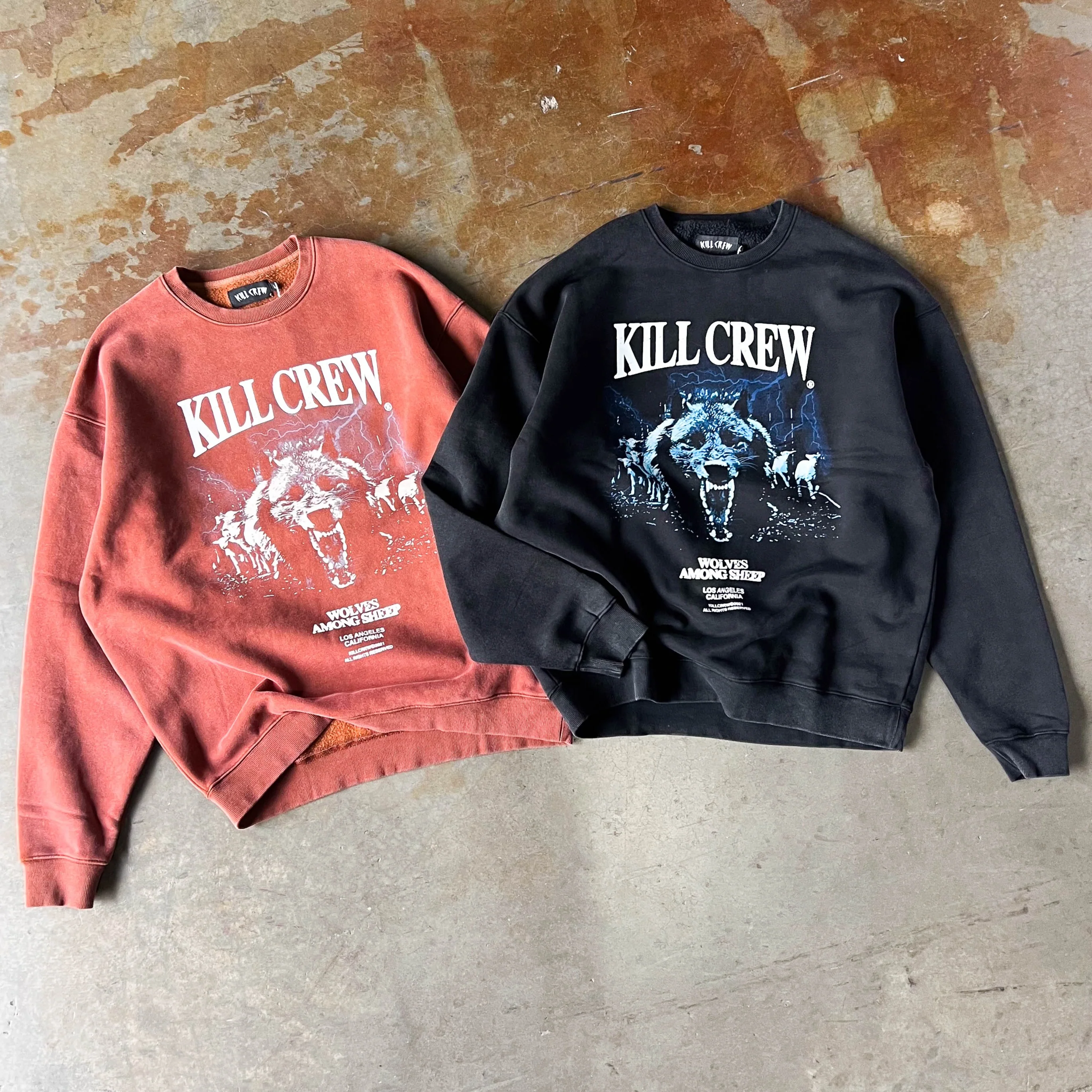 OVERSIZED LUX MIDST OF WOLVES CREW NECK - BROWN - Image 4