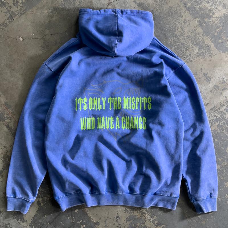 OVERSIZED LUX "MISFITS HAVE A CHANCE" HOODIE - BLUE - Image 3