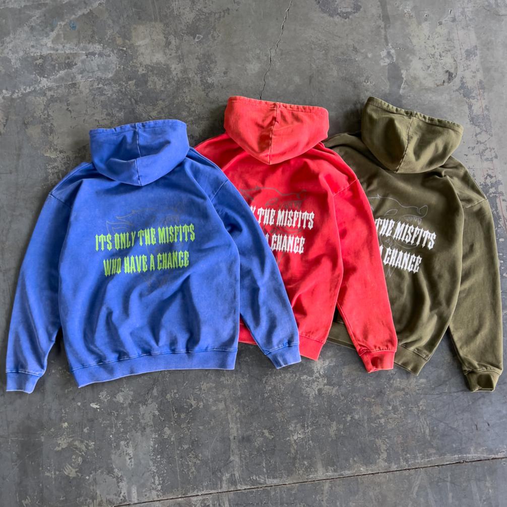 OVERSIZED LUX "MISFITS HAVE A CHANCE" HOODIE - BLUE - Image 4