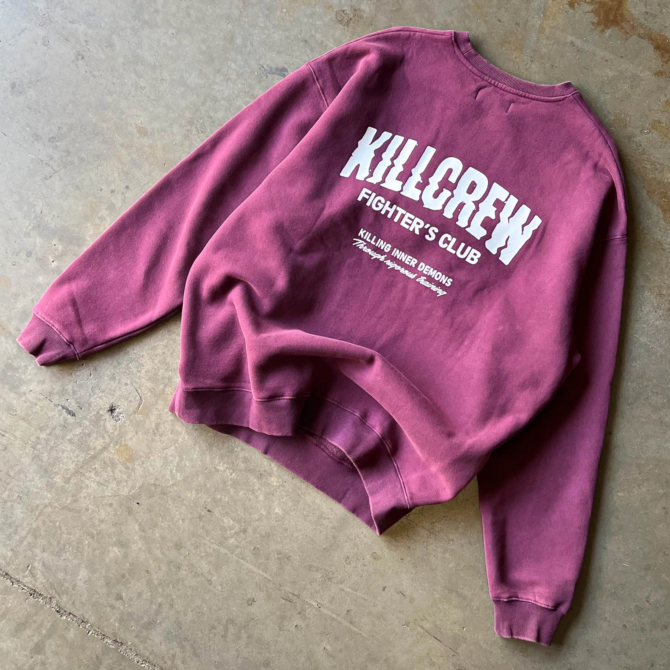 OVERSIZED LUX RIGOROUS TRAINING CREW NECK - BURGUNDY / WHITE - Image 3