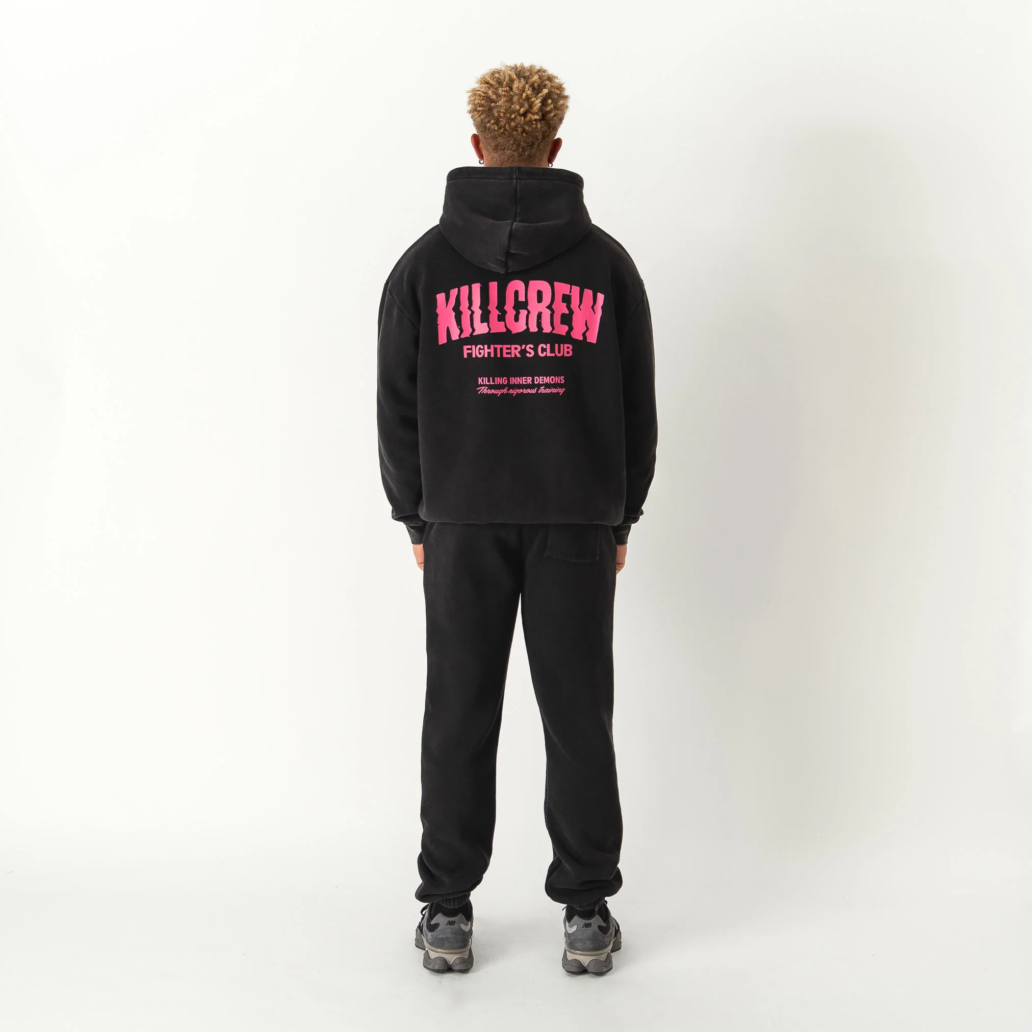 OVERSIZED LUX RIGOROUS TRAINING HOODIE - BLACK / PINK - Image 4