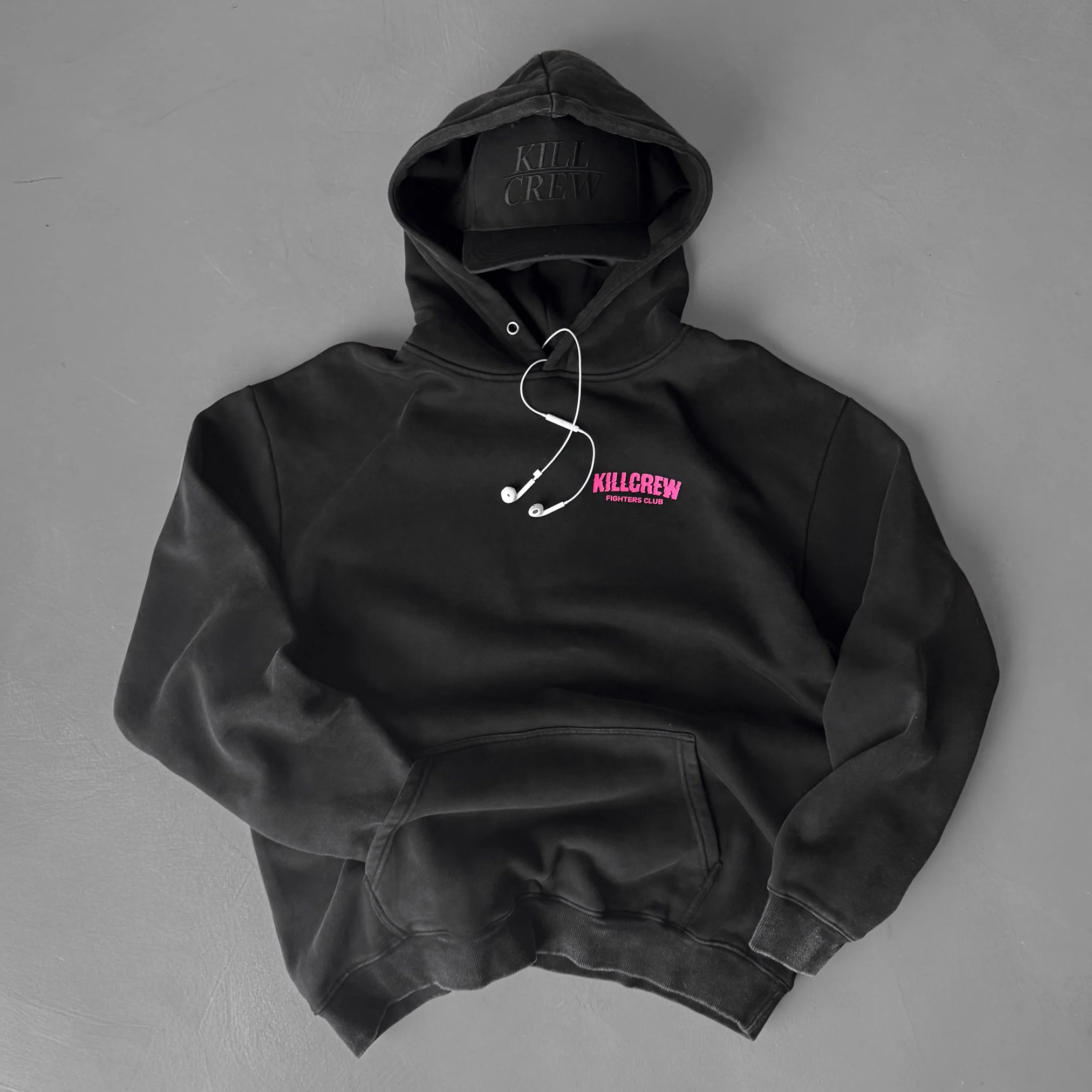 OVERSIZED LUX RIGOROUS TRAINING HOODIE - BLACK / PINK - Image 6