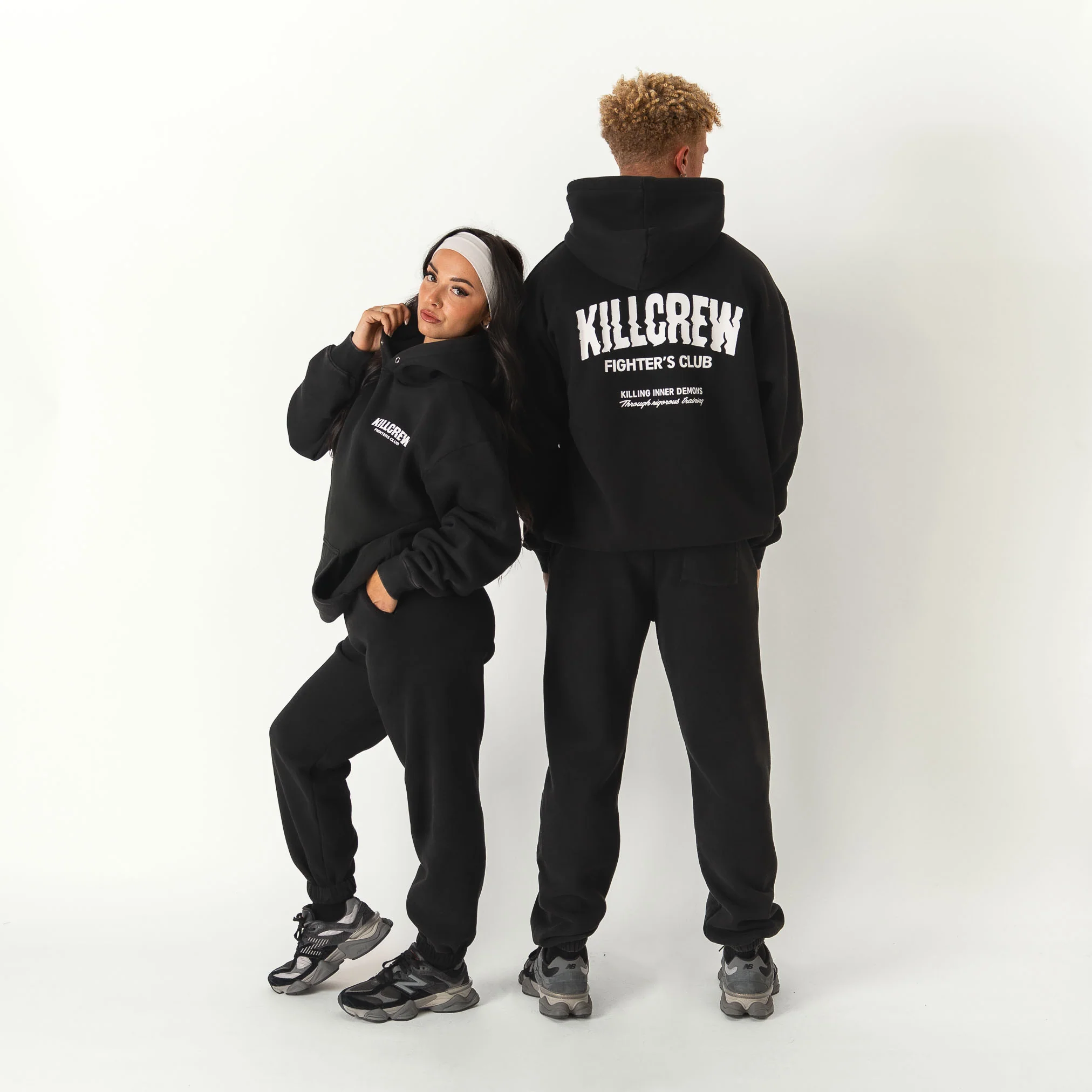 OVERSIZED LUX RIGOROUS TRAINING HOODIE - BLACK / WHITE - Image 2